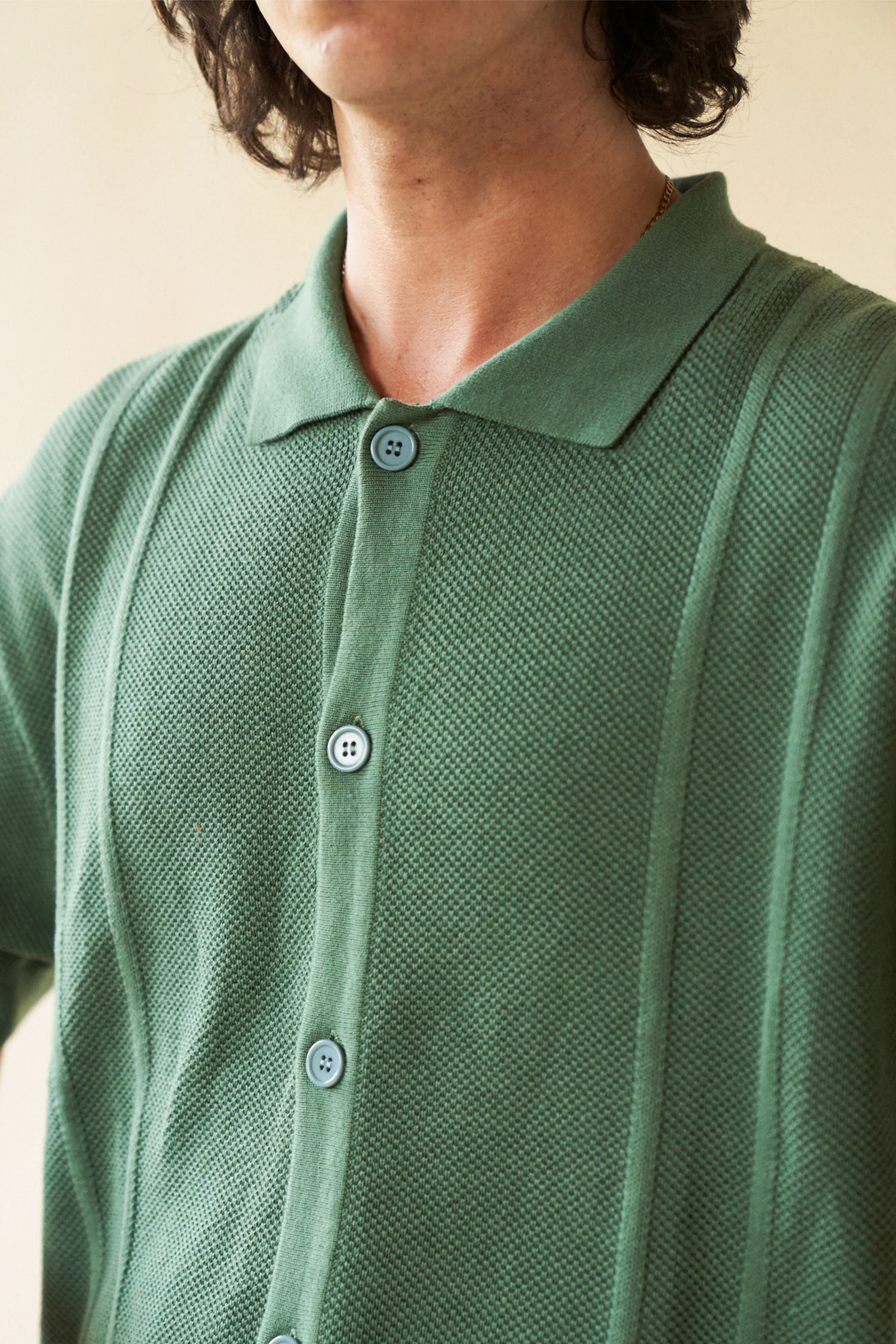STANLEY WAFFLE KNIT POLO - HUNTER GREEN - Image 6