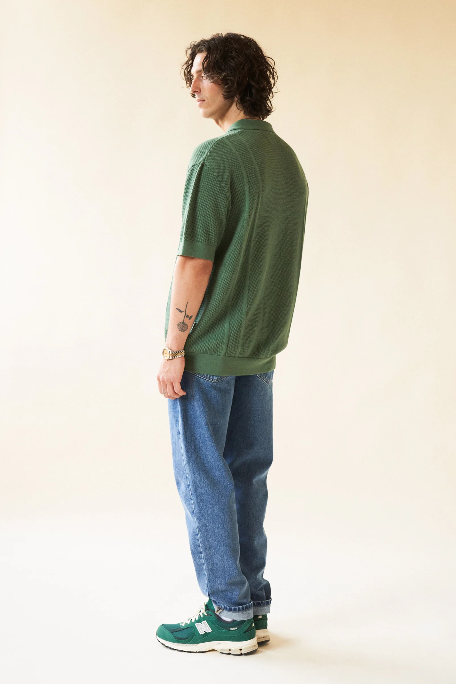 STANLEY WAFFLE KNIT POLO - HUNTER GREEN - Image 7