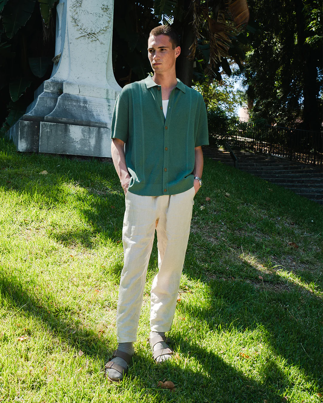 STANLEY WAFFLE KNIT POLO - HUNTER GREEN - Image 8