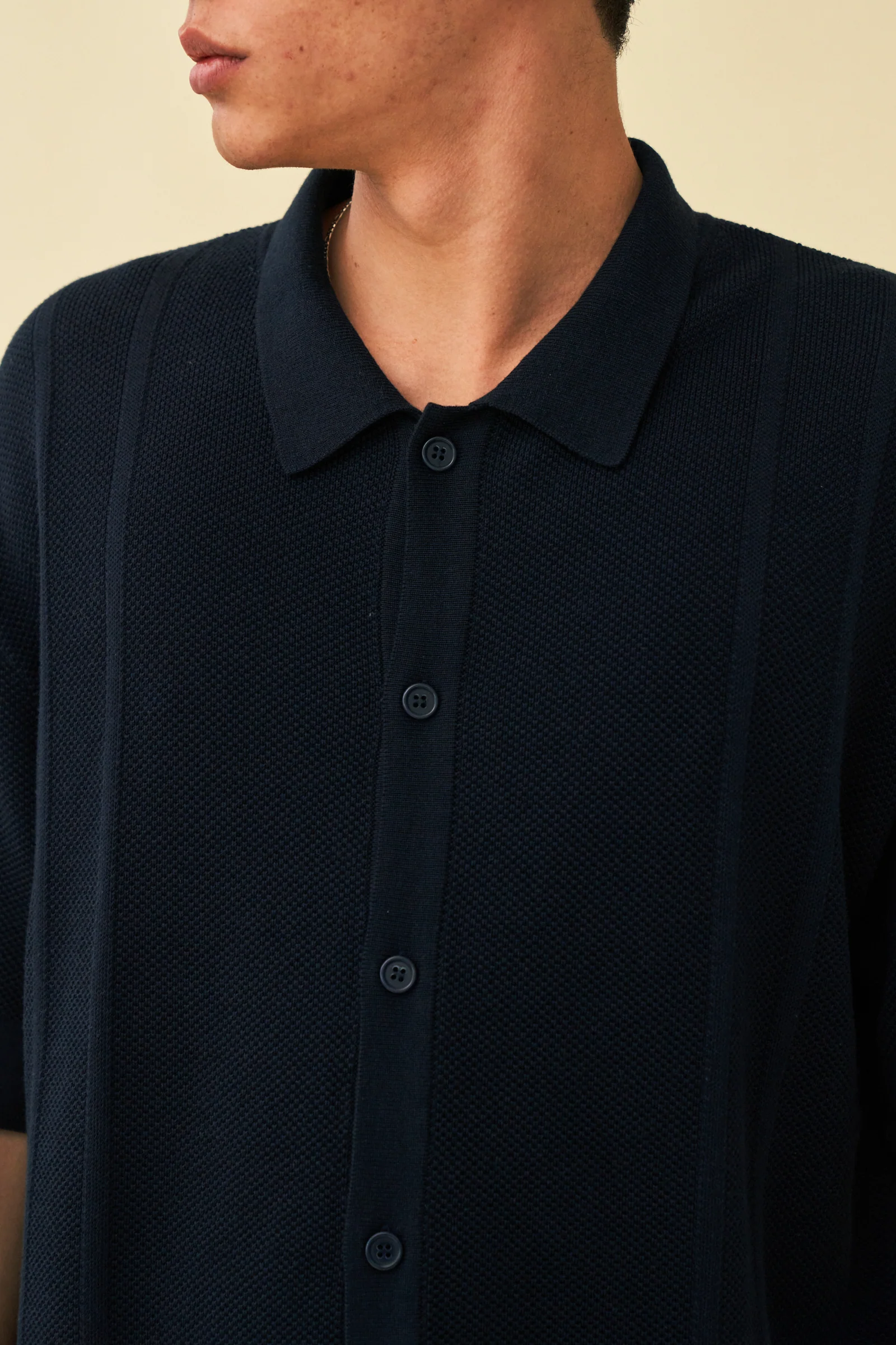 STANLEY WAFFLE KNIT POLO - NAVY - Image 2