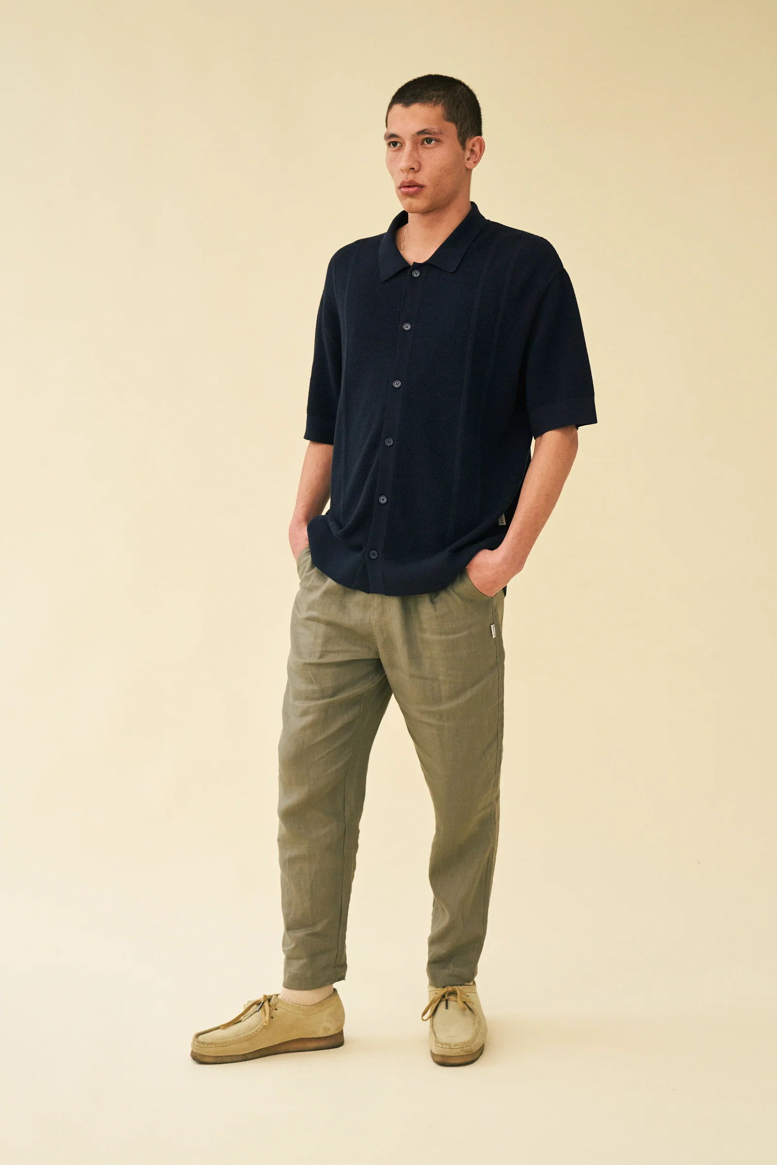 STANLEY WAFFLE KNIT POLO - NAVY - Image 3