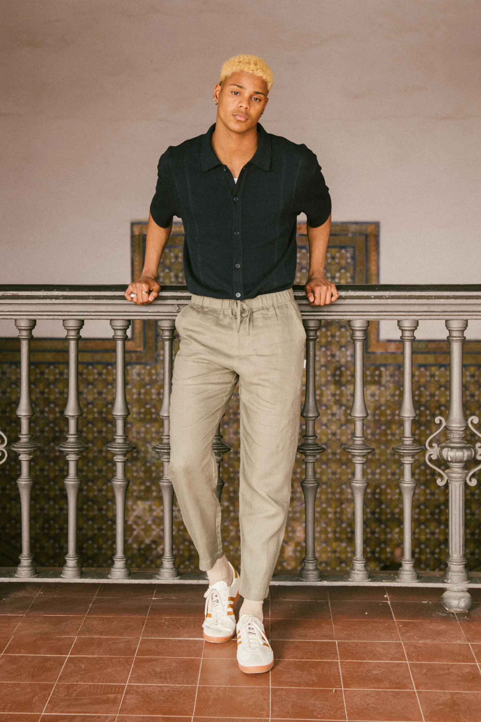 STANLEY WAFFLE KNIT POLO - NAVY - Image 5