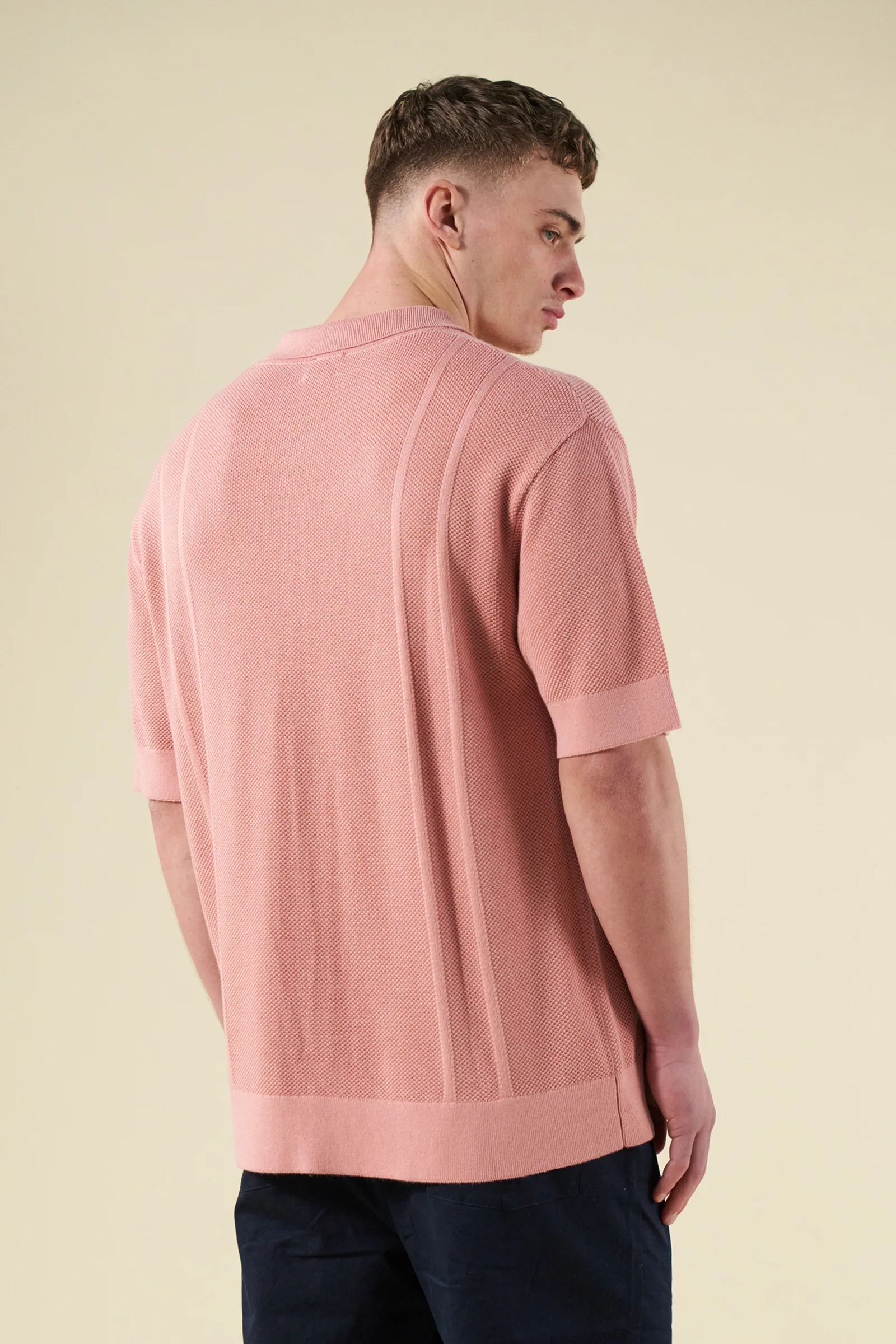 STANLEY WAFFLE KNIT POLO - ROSE PINK - Image 3