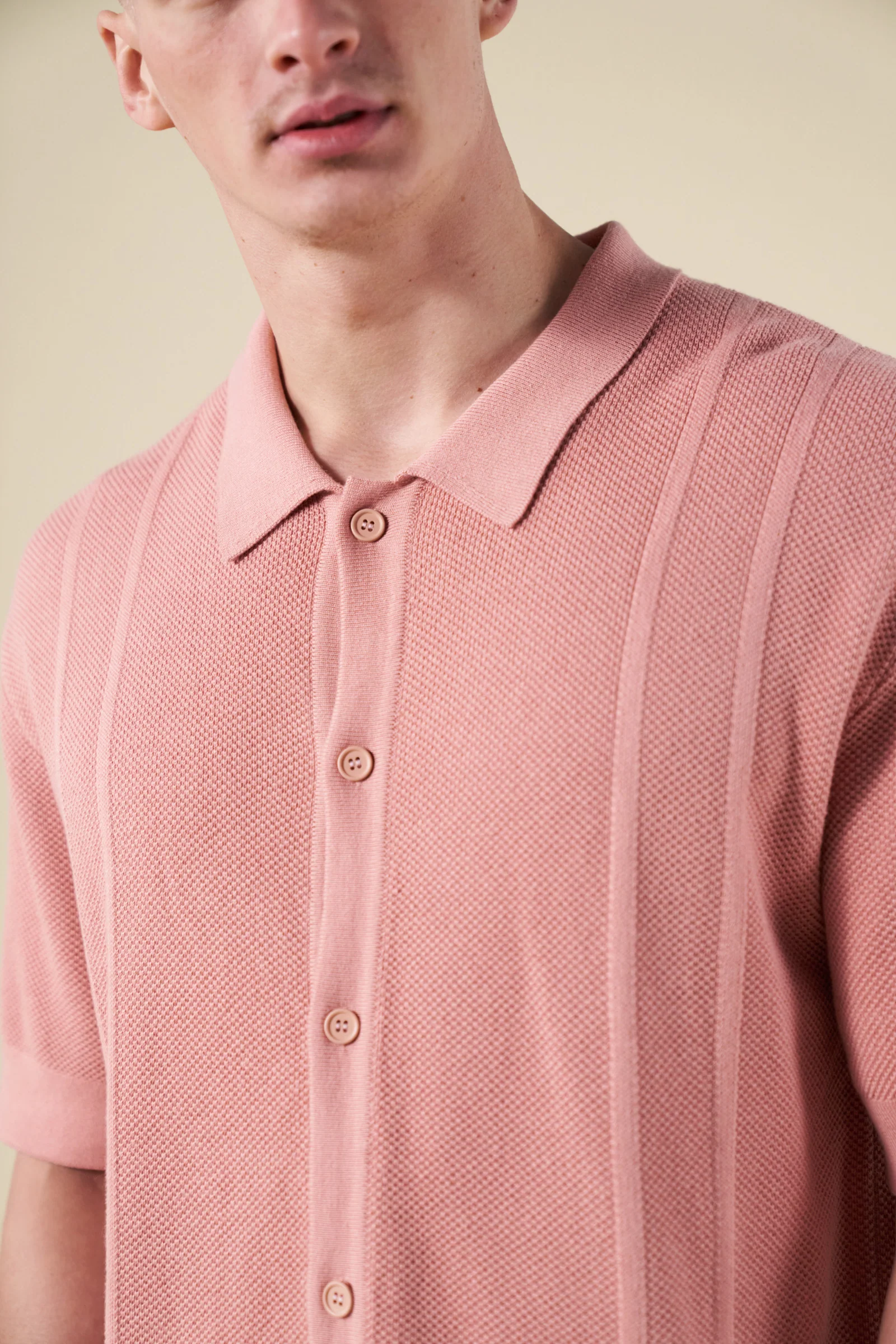 STANLEY WAFFLE KNIT POLO - ROSE PINK - Image 4