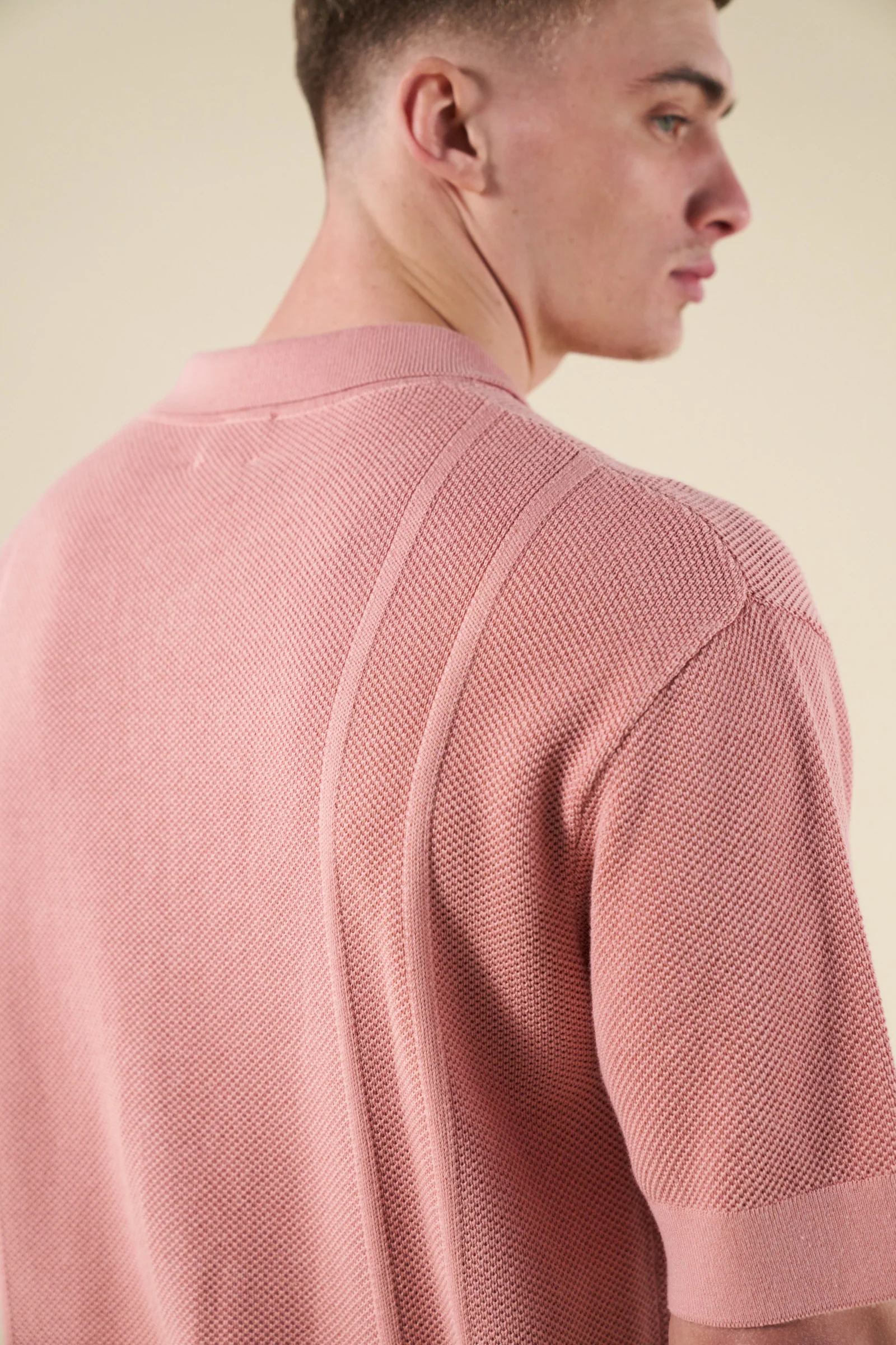 STANLEY WAFFLE KNIT POLO - ROSE PINK - Image 5