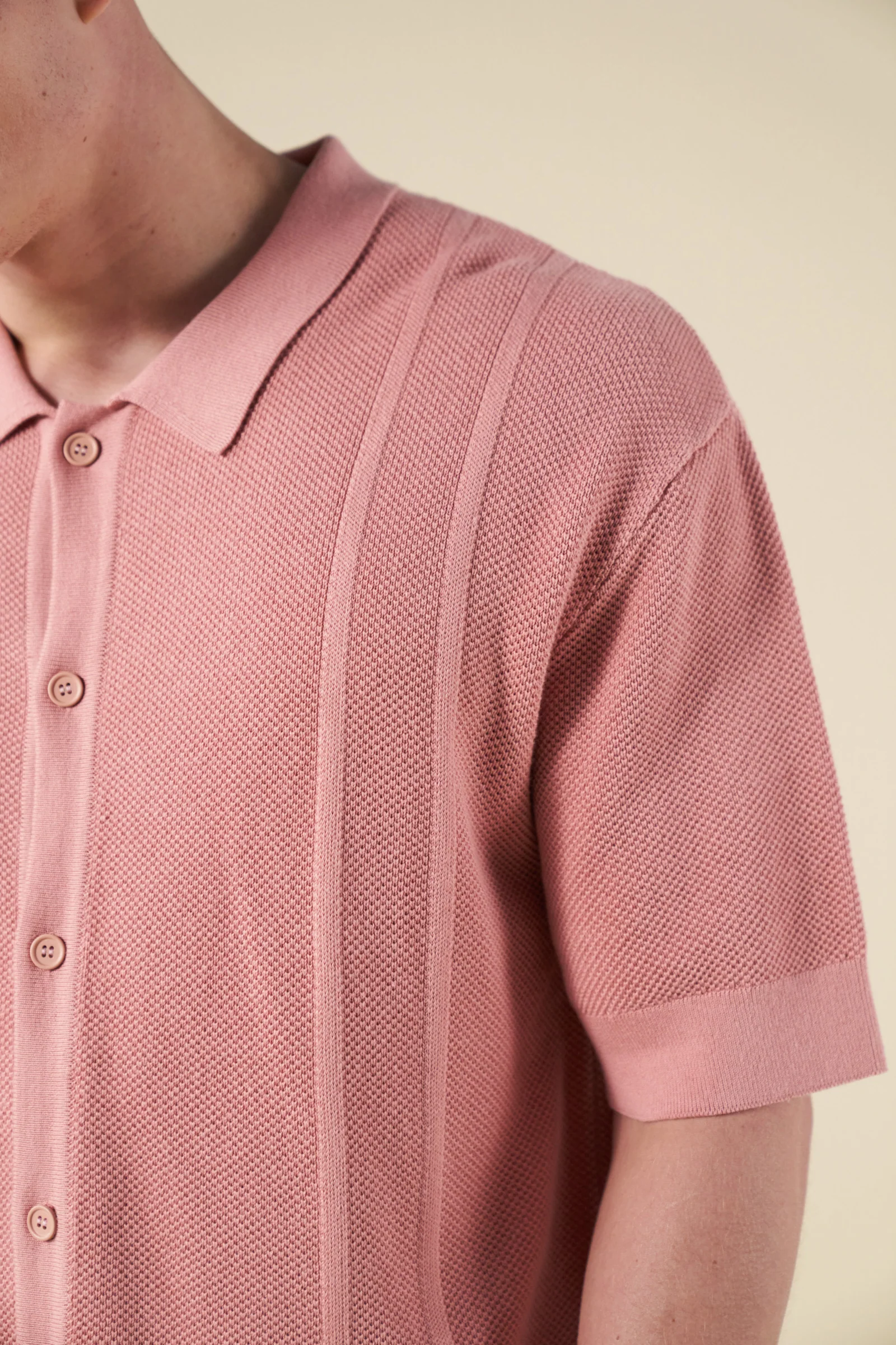 STANLEY WAFFLE KNIT POLO - ROSE PINK - Image 6