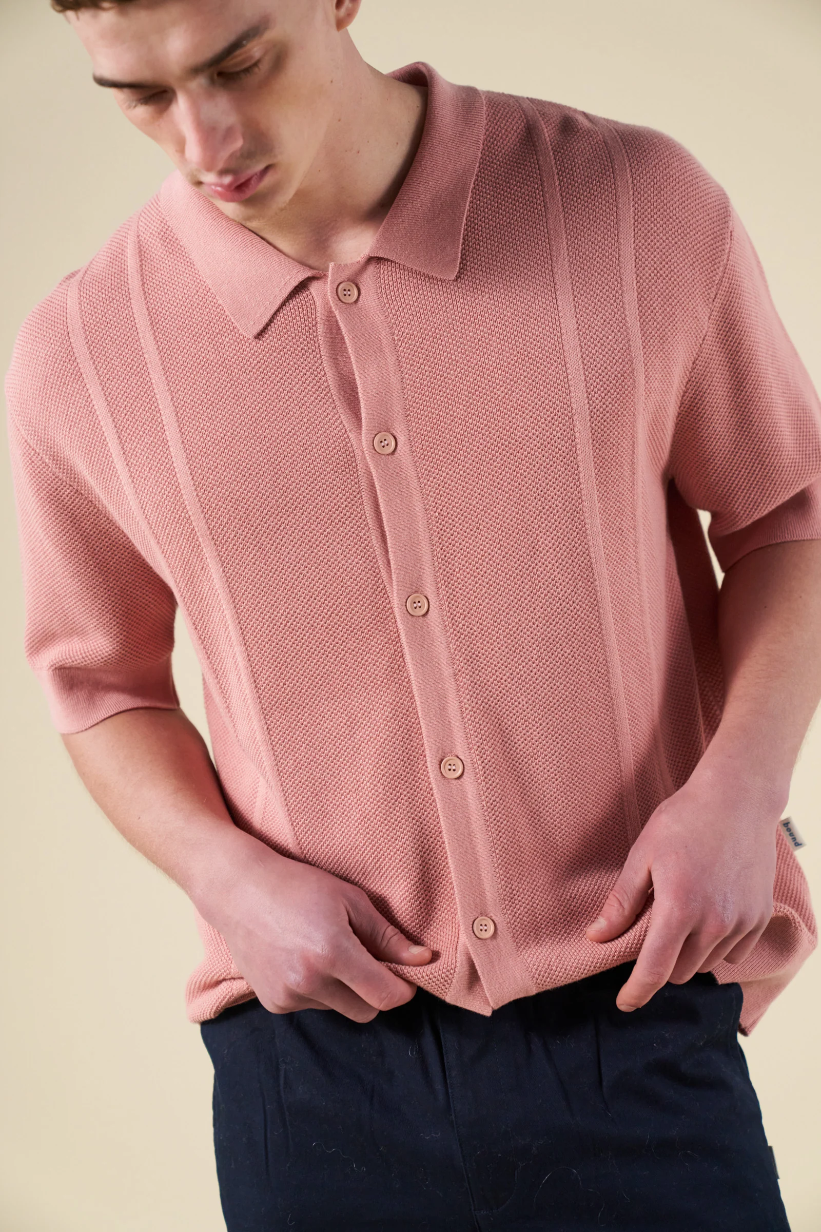STANLEY WAFFLE KNIT POLO - ROSE PINK - Image 7
