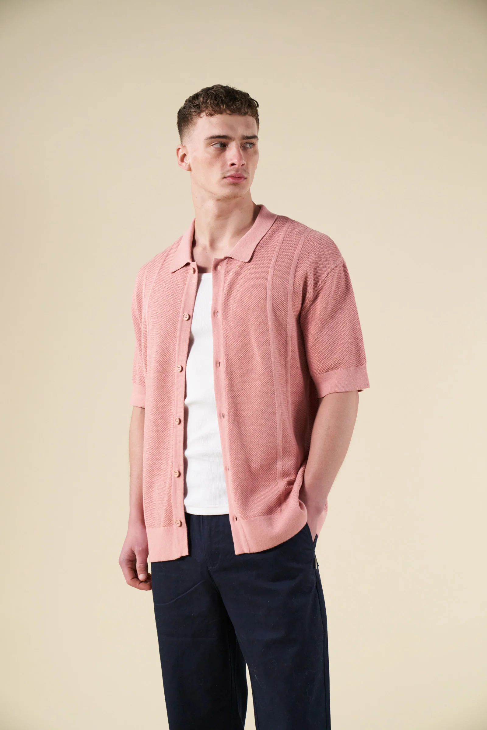 STANLEY WAFFLE KNIT POLO - ROSE PINK - Image 8
