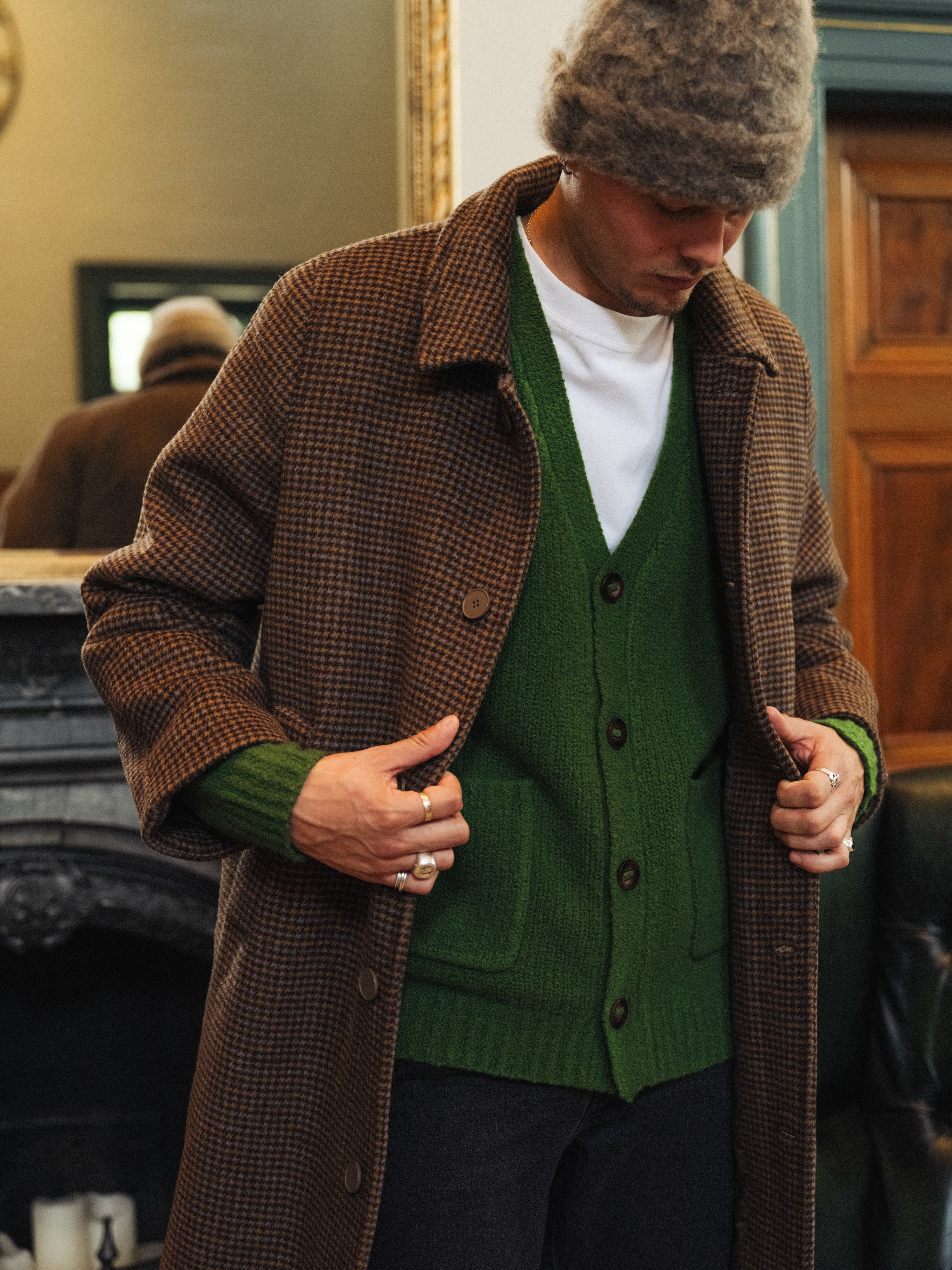 STEWART DOGTOOTH WOOL OVERCOAT - Image 11