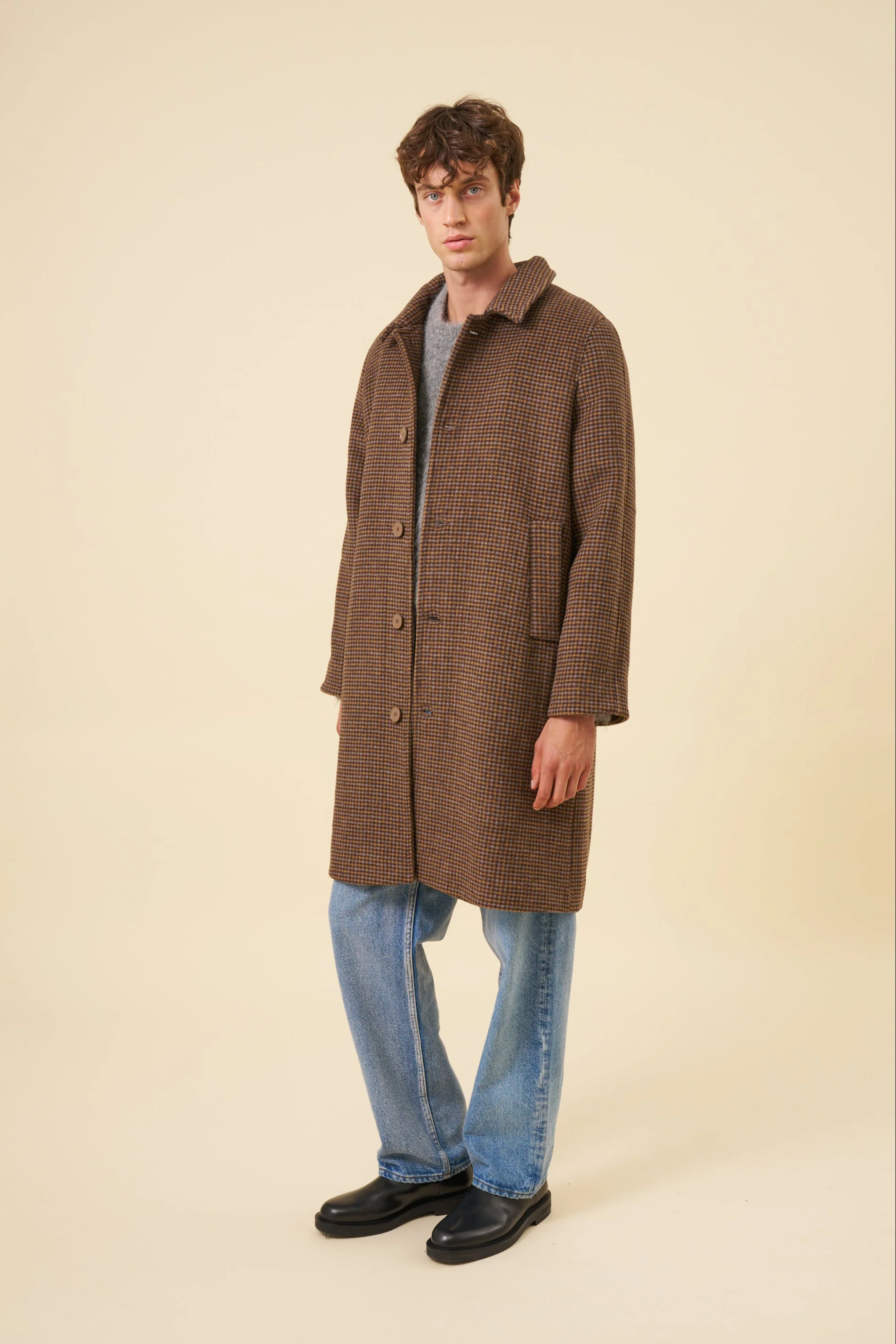 STEWART DOGTOOTH WOOL OVERCOAT - Image 3