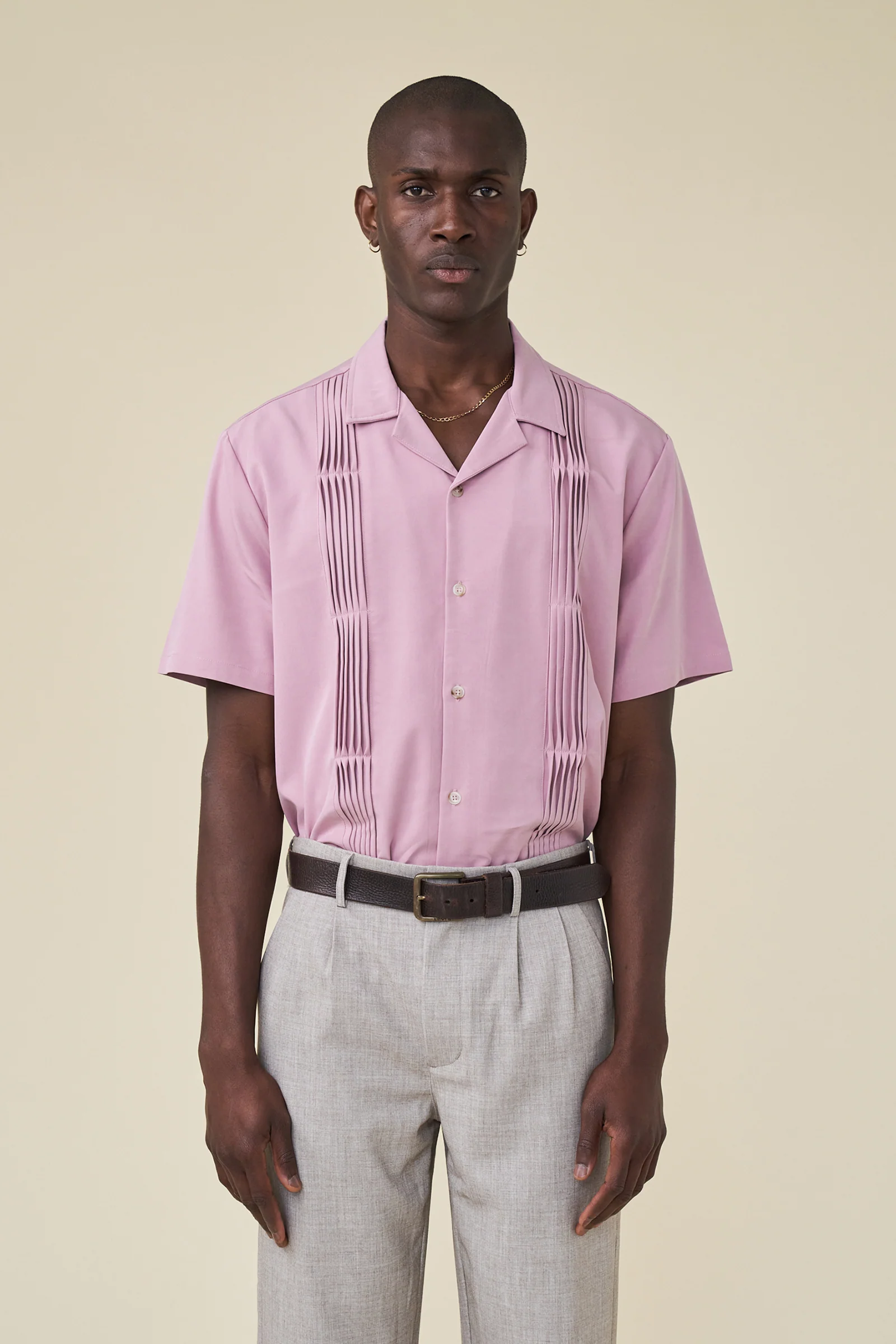 STRIKER PLEATED BOWLING SHIRT - ROSE TENCEL - Image 5