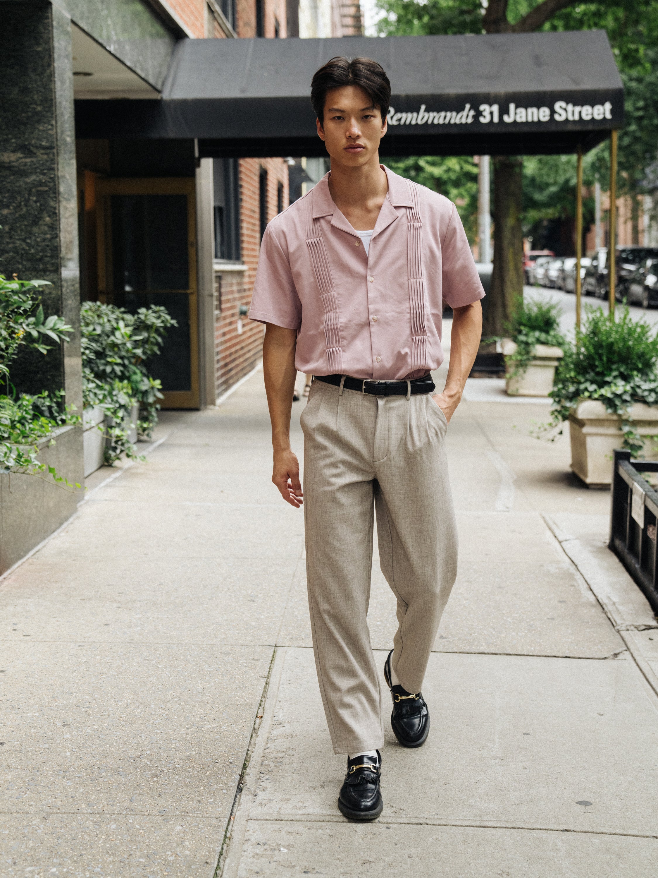 STRIKER PLEATED BOWLING SHIRT - ROSE TENCEL - Image 7