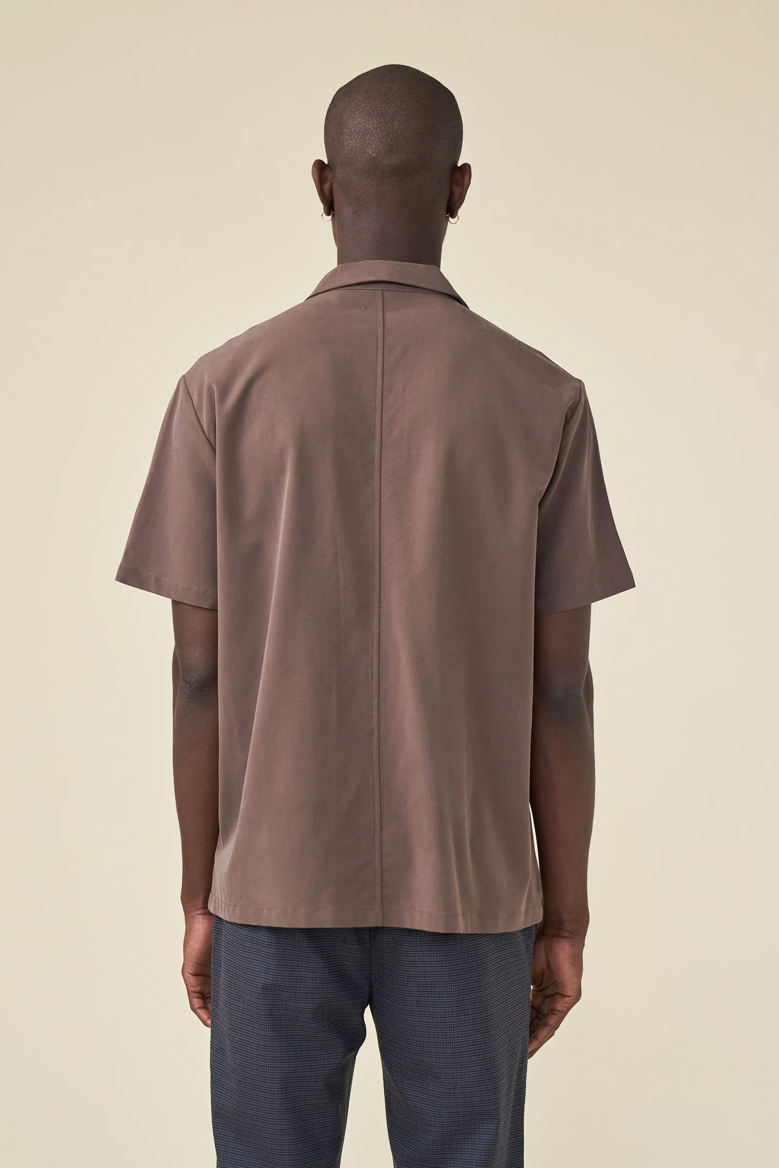 STRIKER PLEATED BOWLING SHIRT - WALNUT TENCEL - Image 4
