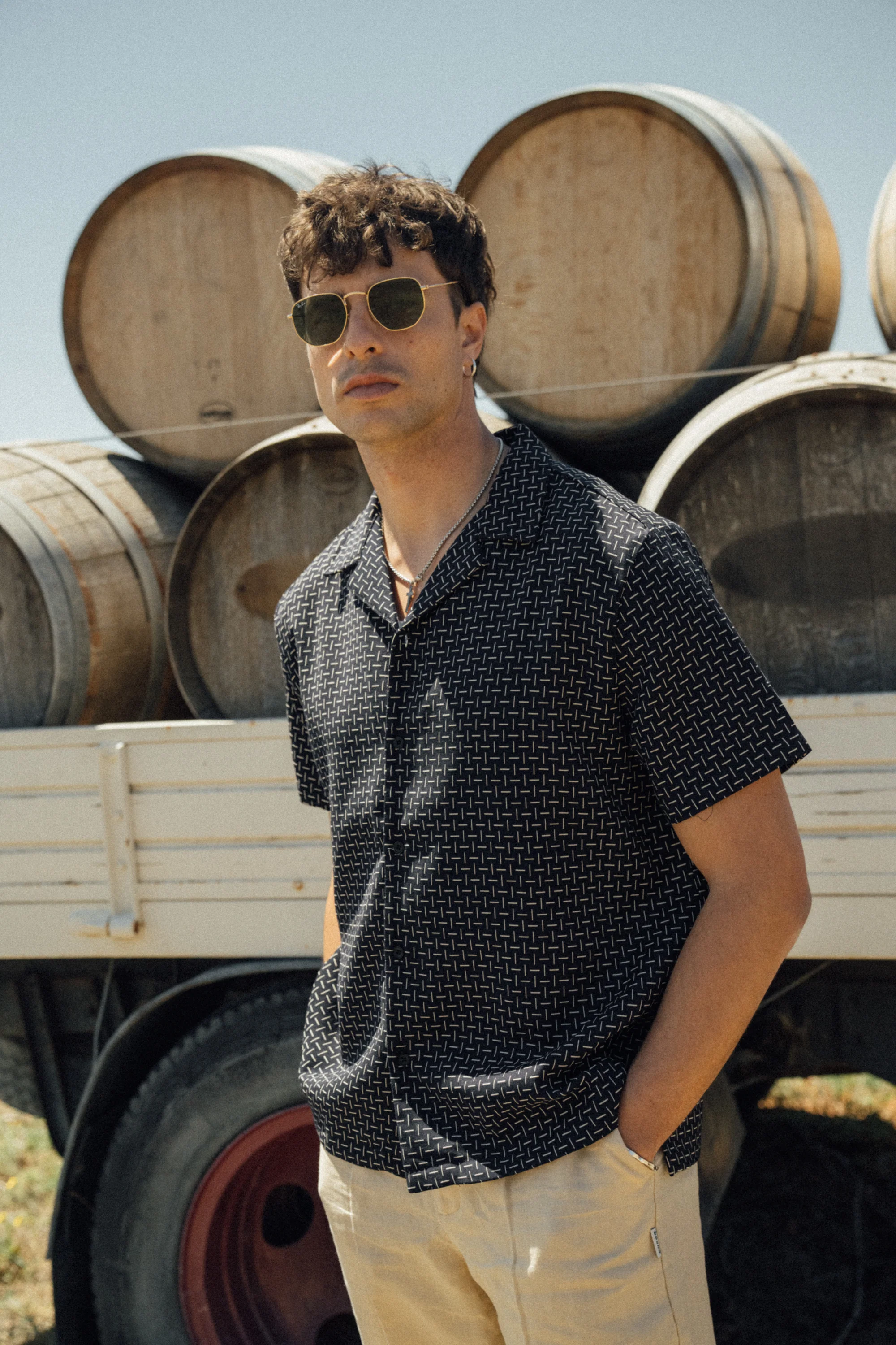 STRIPE CUBAN SS SHIRT - NAVY - Image 2