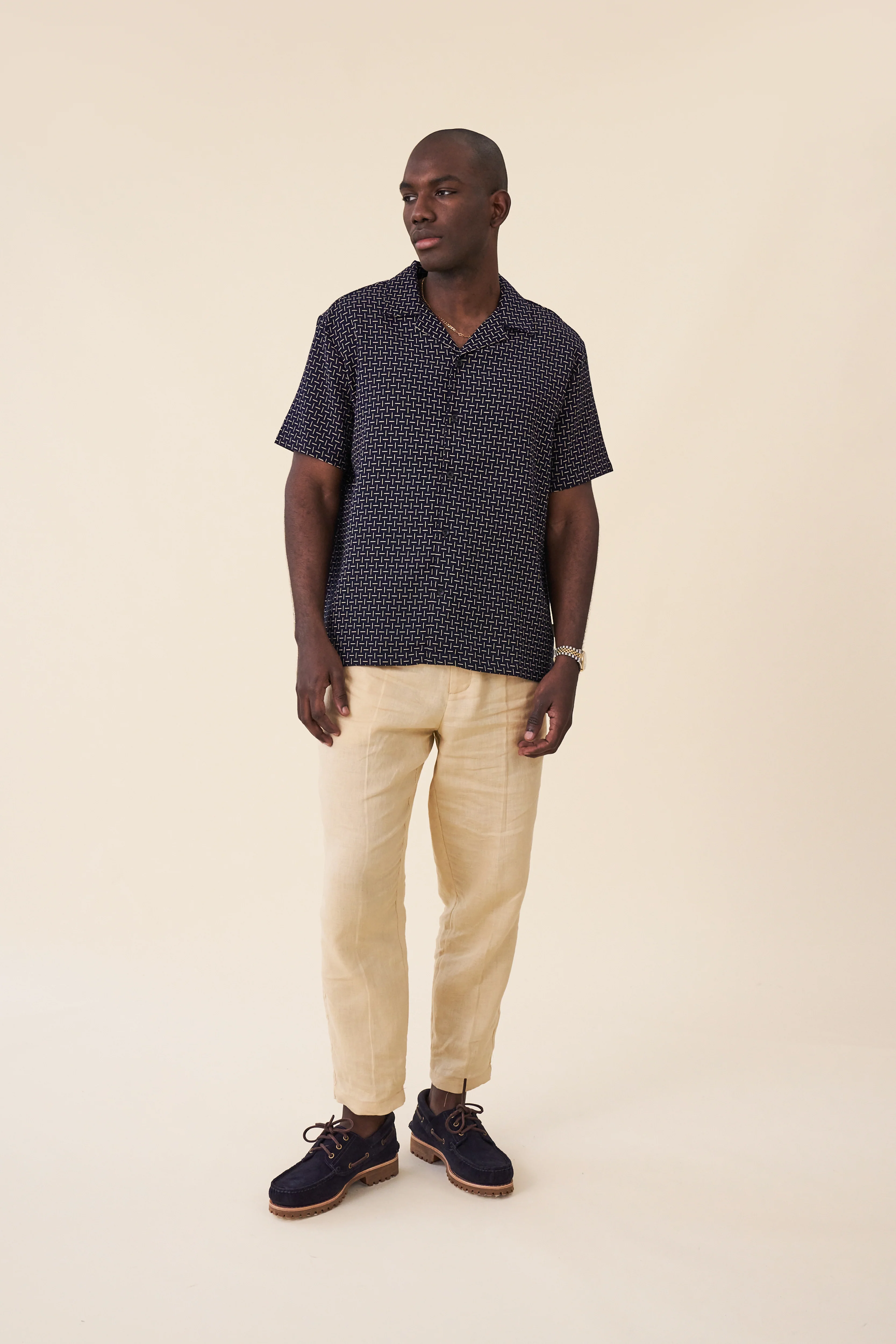 STRIPE CUBAN SS SHIRT - NAVY - Image 3