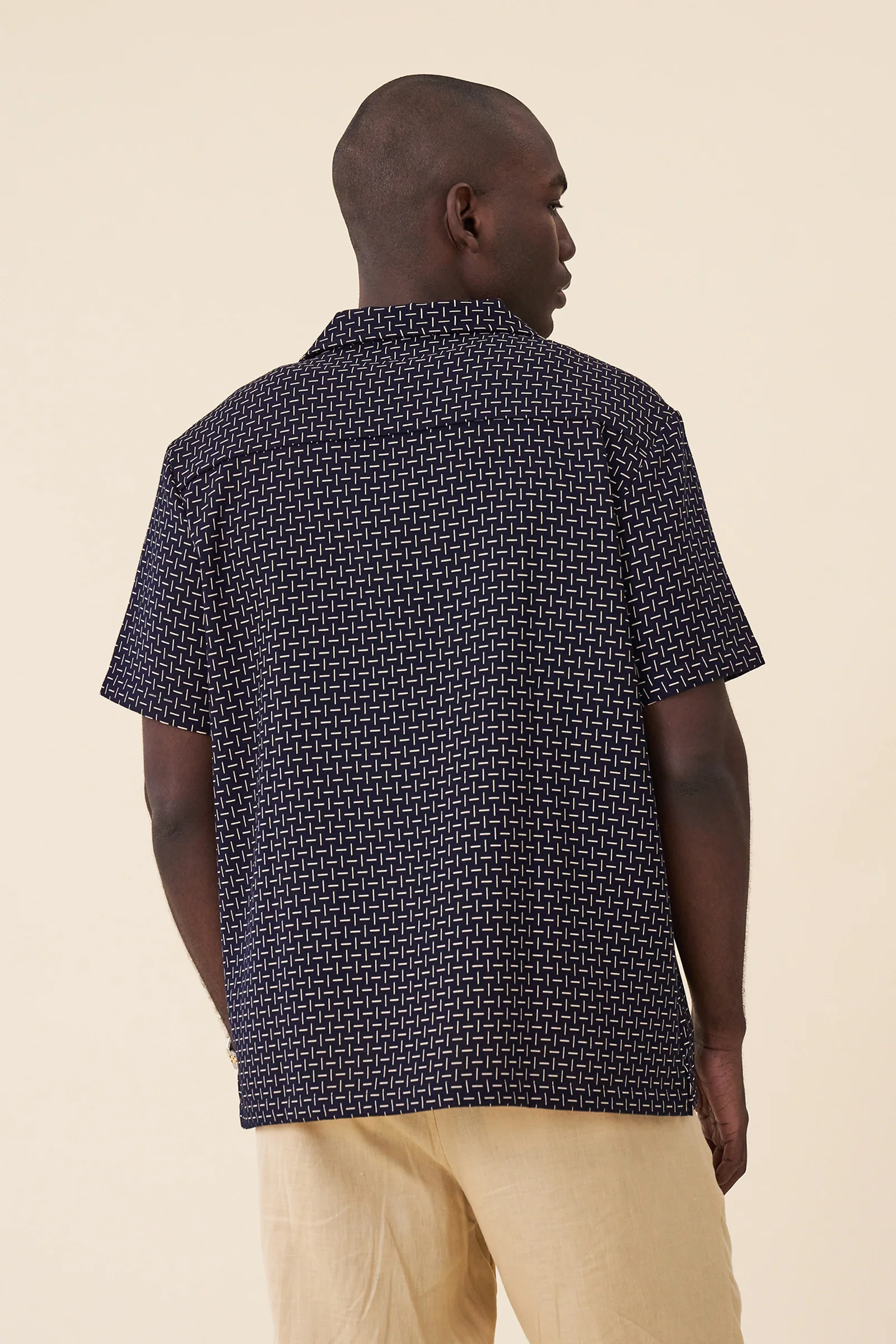 STRIPE CUBAN SS SHIRT - NAVY - Image 5