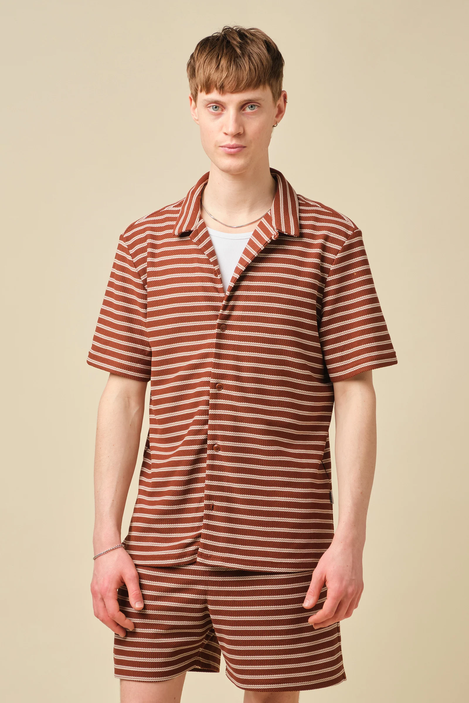 STRIPE JACQUARD RUST SHIRT - Image 4