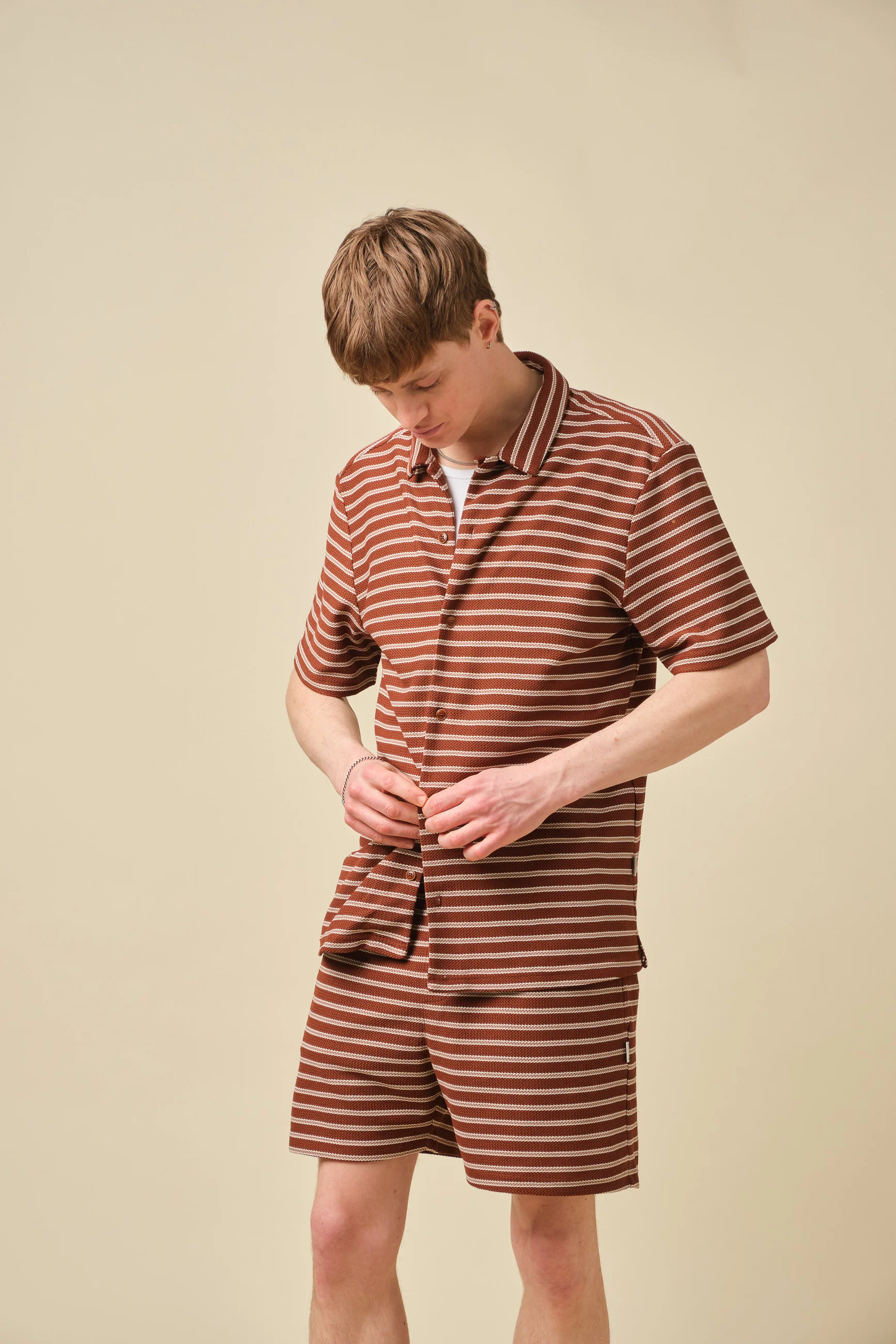 STRIPE JACQUARD RUST SHIRT - Image 5
