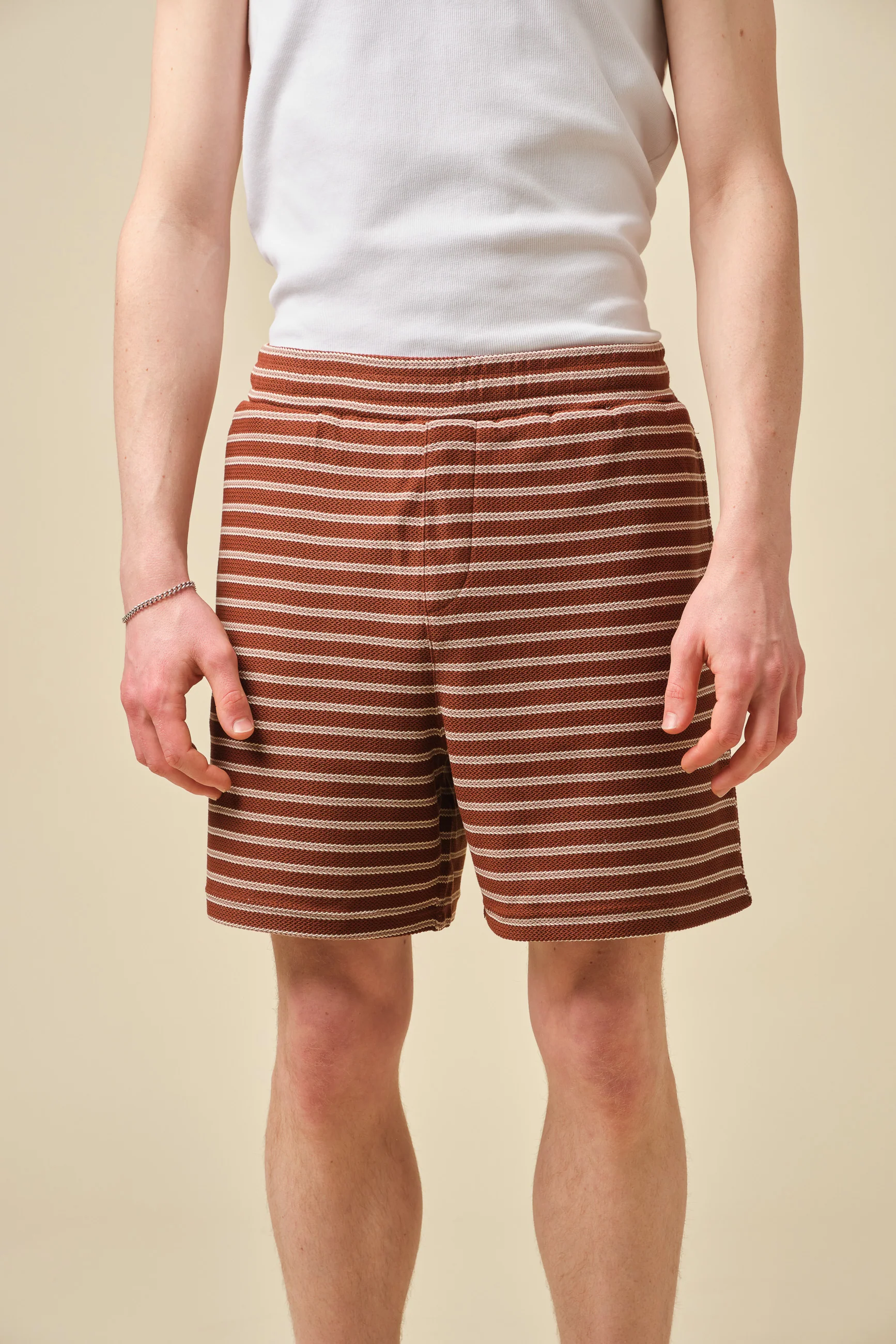 STRIPE JACQUARD RUST SHORTS - Image 3