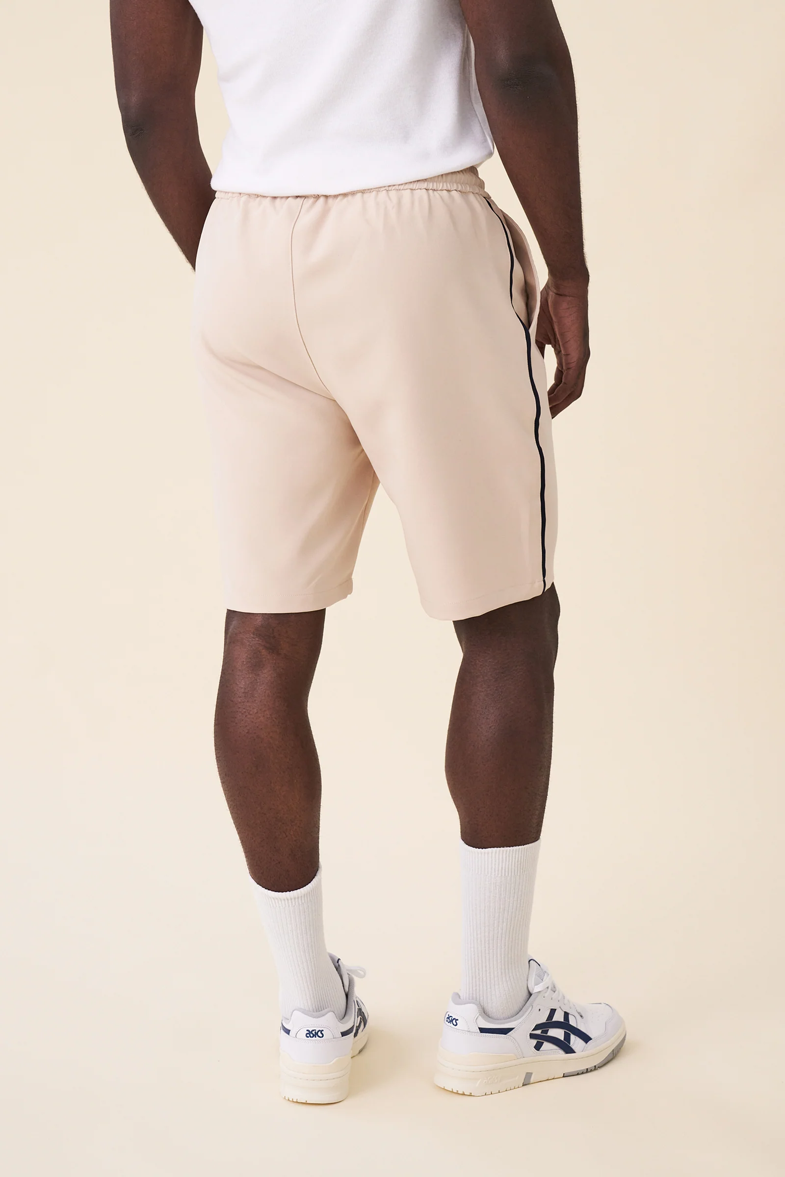 STRIPE TRACK SHORTS - BEIGE / NAVY - Image 3