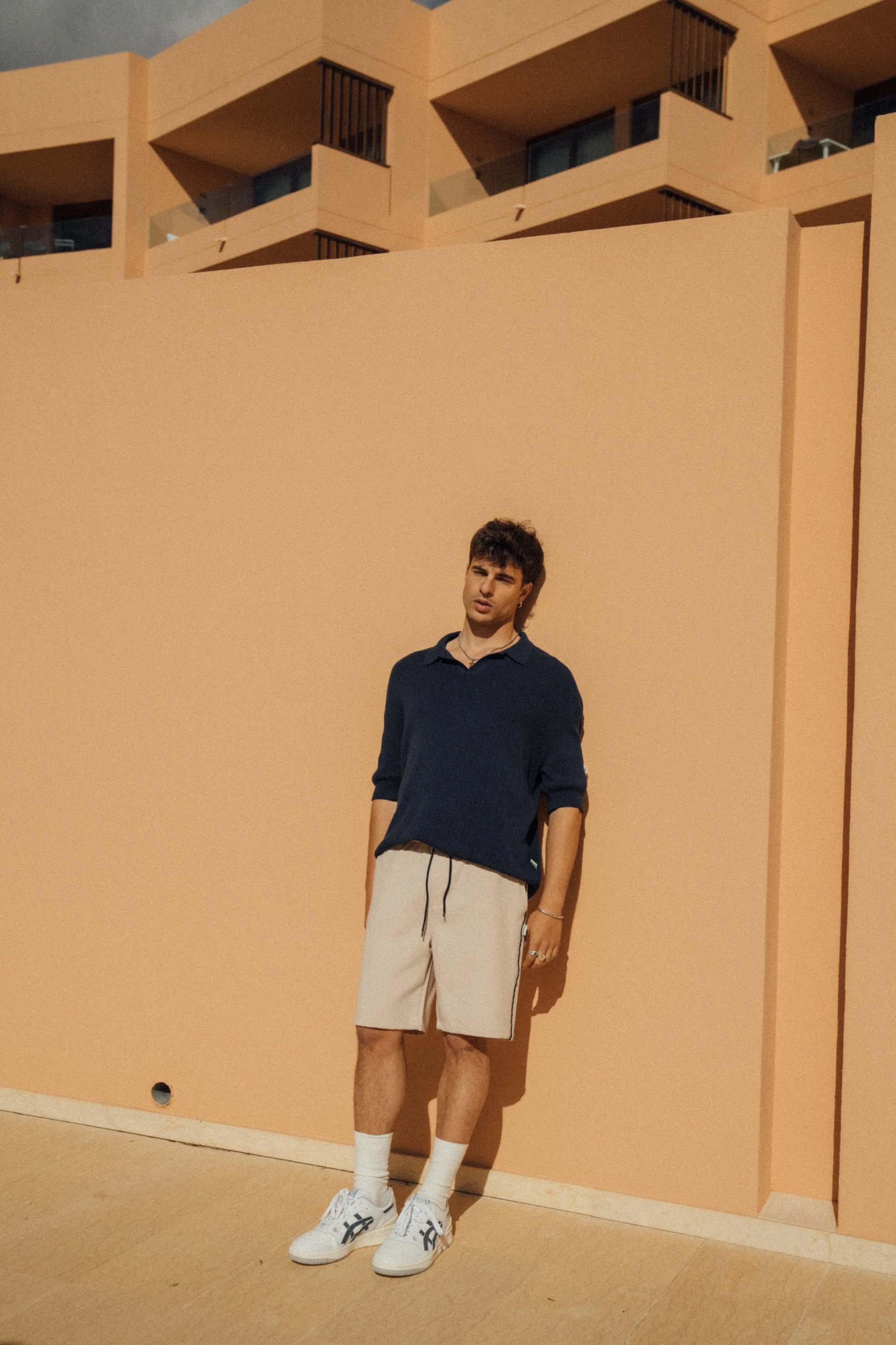 STRIPE TRACK SHORTS - BEIGE / NAVY - Image 8