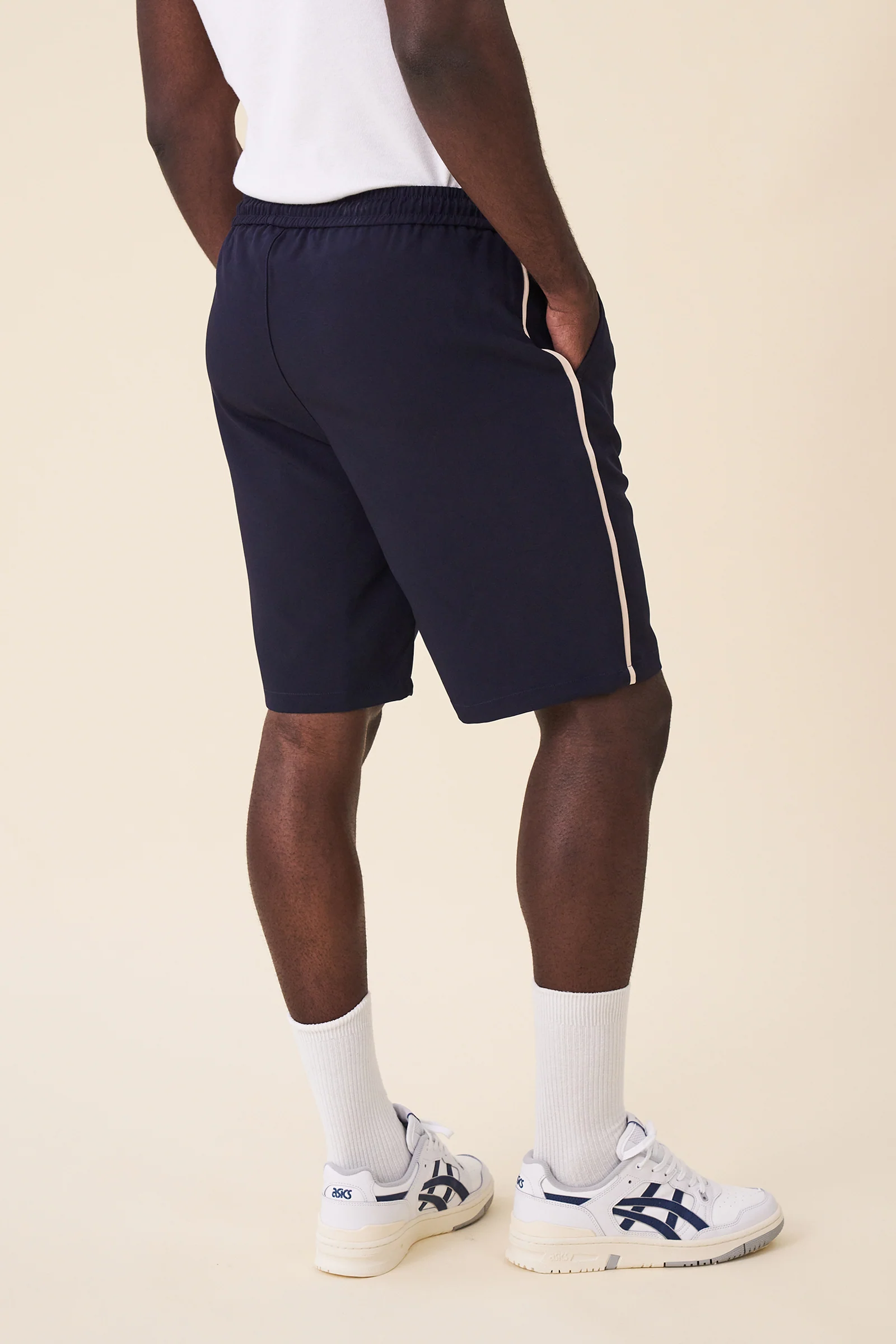 STRIPE TRACK SHORTS - NAVY / ECRU - Image 3