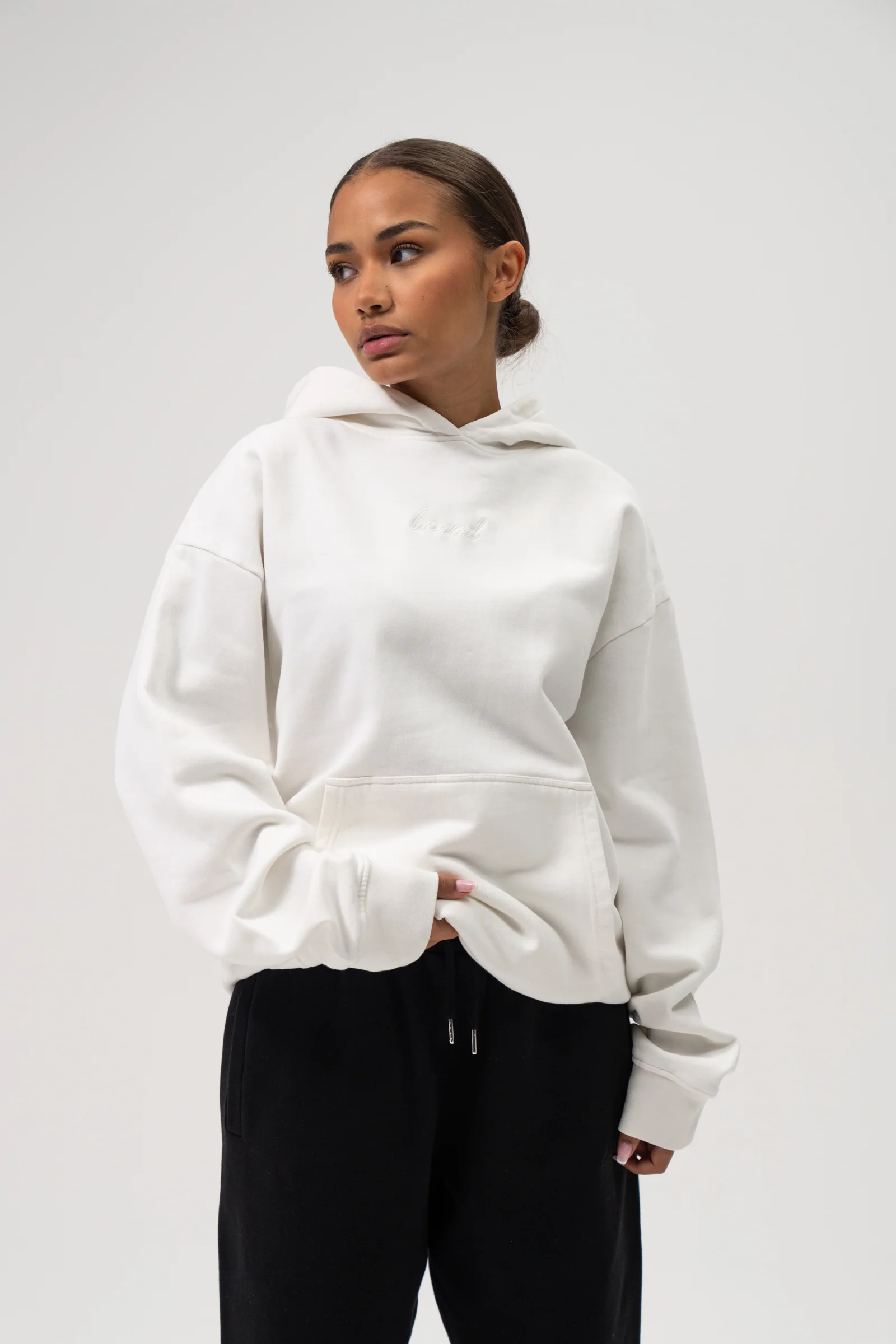 SUSTAIN IVORY HOODIE & NAVY JOGGERS SET - Image 2