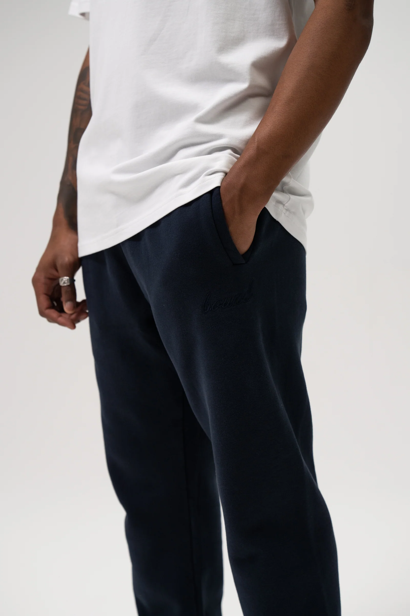 SUSTAIN IVORY HOODIE & NAVY JOGGERS SET - Image 6