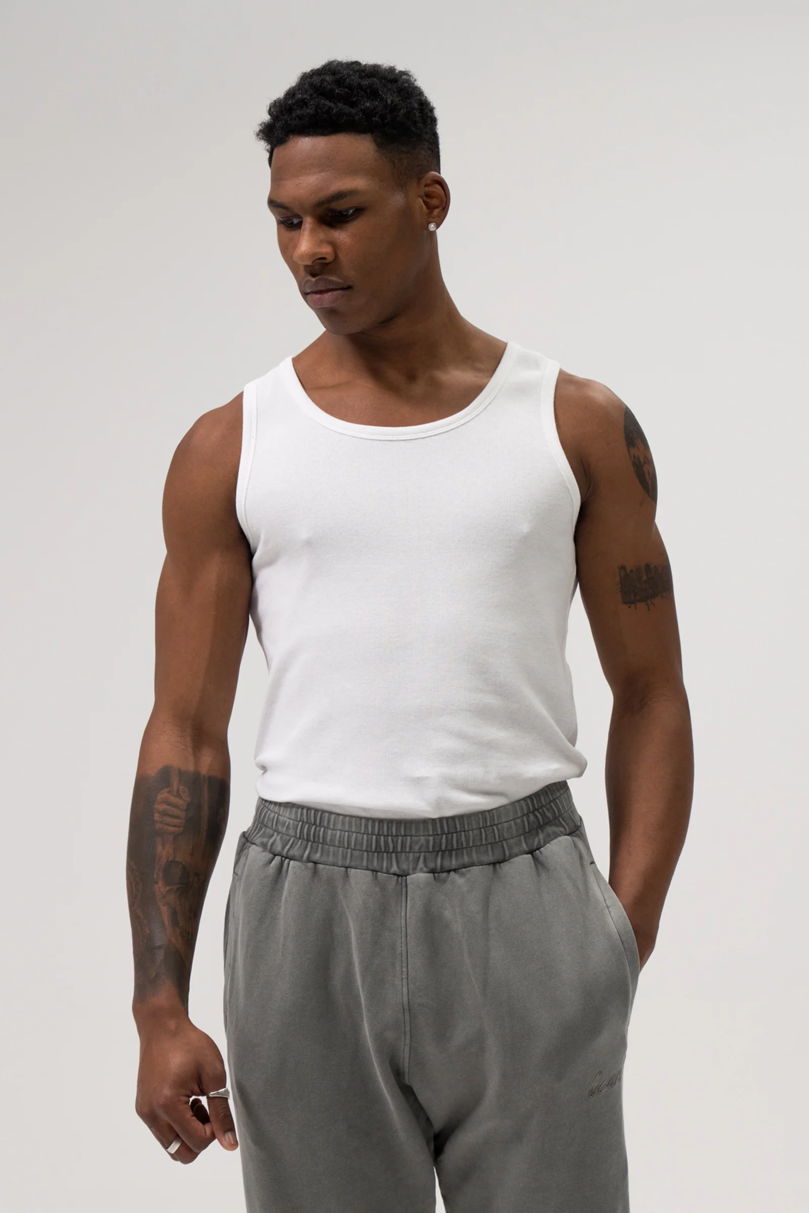 SUSTAIN RIBBED VEST TWIN PACK - WHITE/BLACK - Image 2
