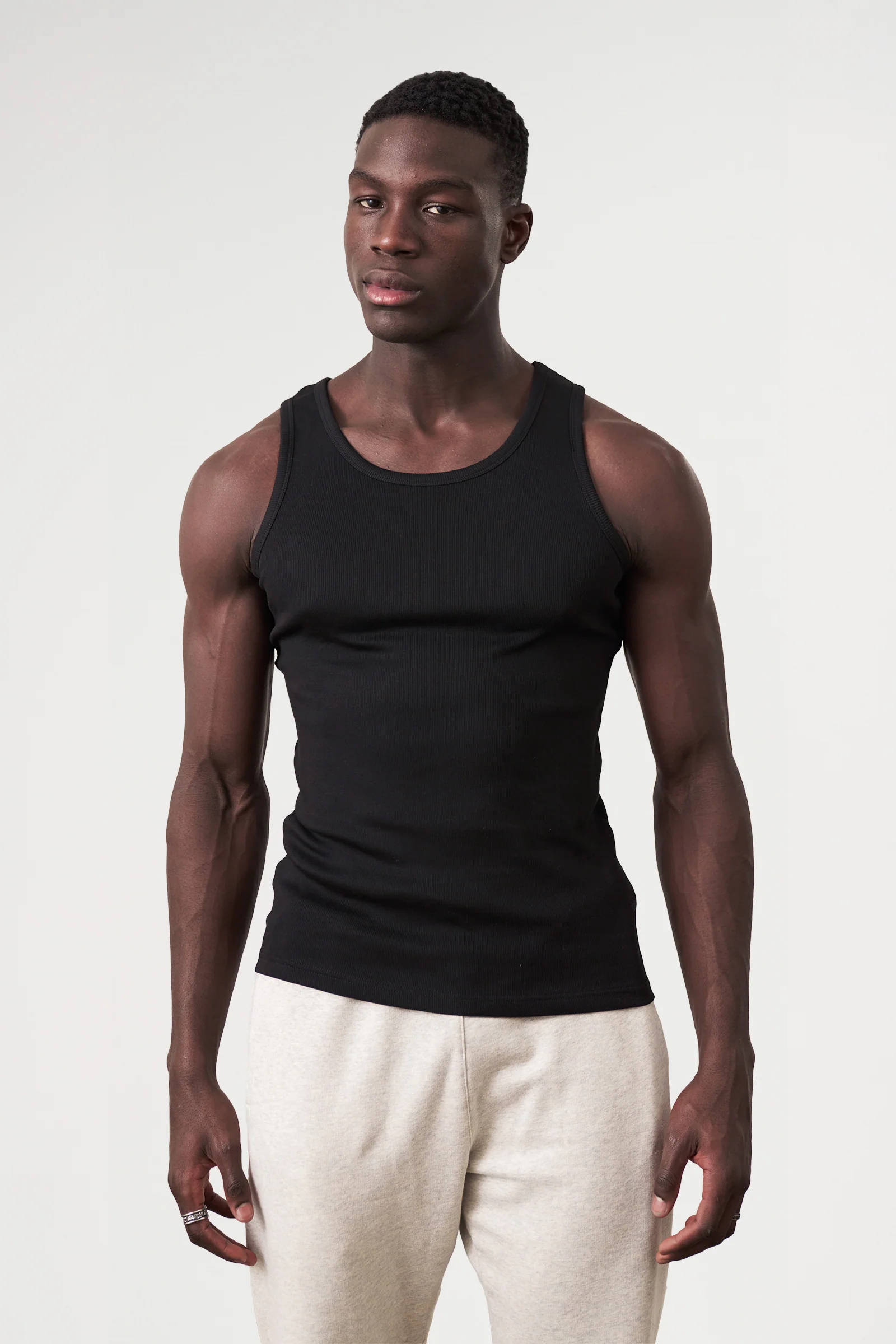 SUSTAIN RIBBED VEST TWIN PACK - WHITE/BLACK - Image 3
