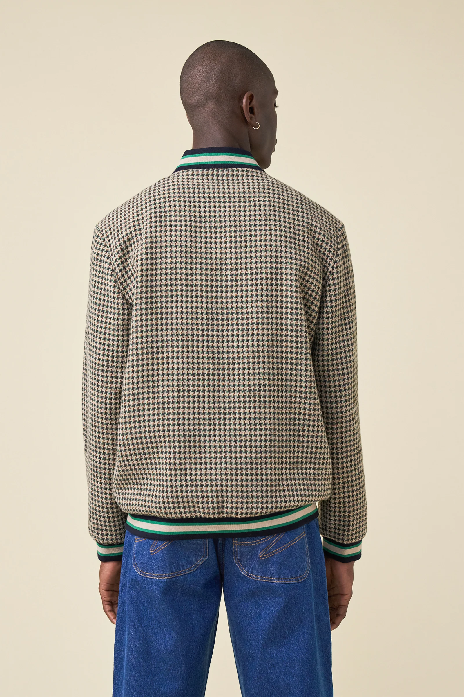 SUTTON DOGTOOTH ZIP BOMBER JACKET - Image 4