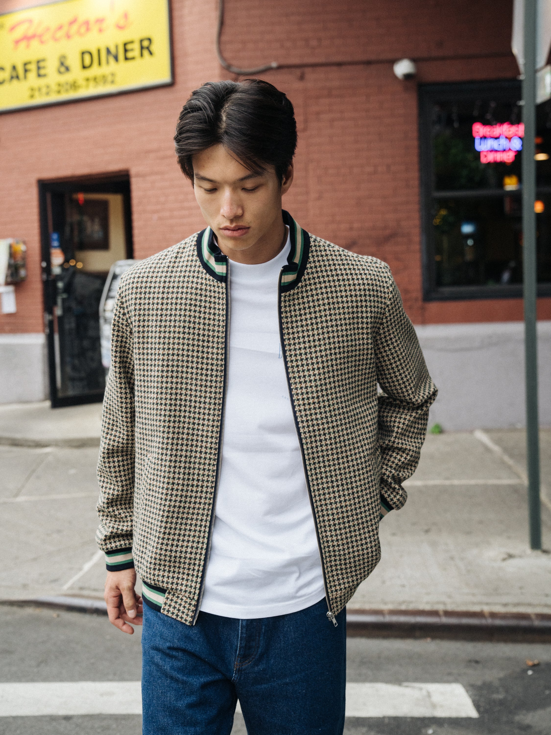 SUTTON DOGTOOTH ZIP BOMBER JACKET - Image 7