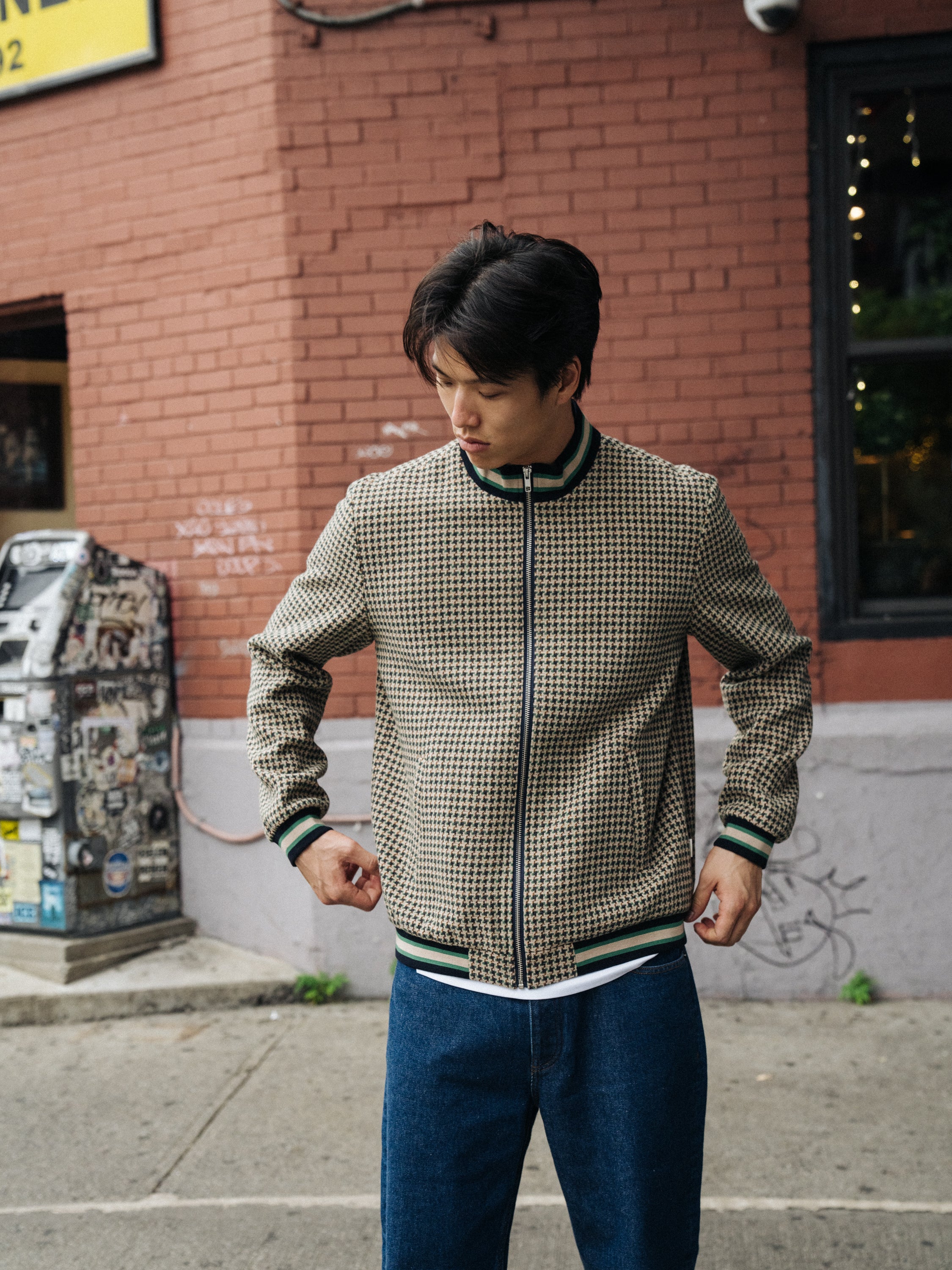 SUTTON DOGTOOTH ZIP BOMBER JACKET - Image 8