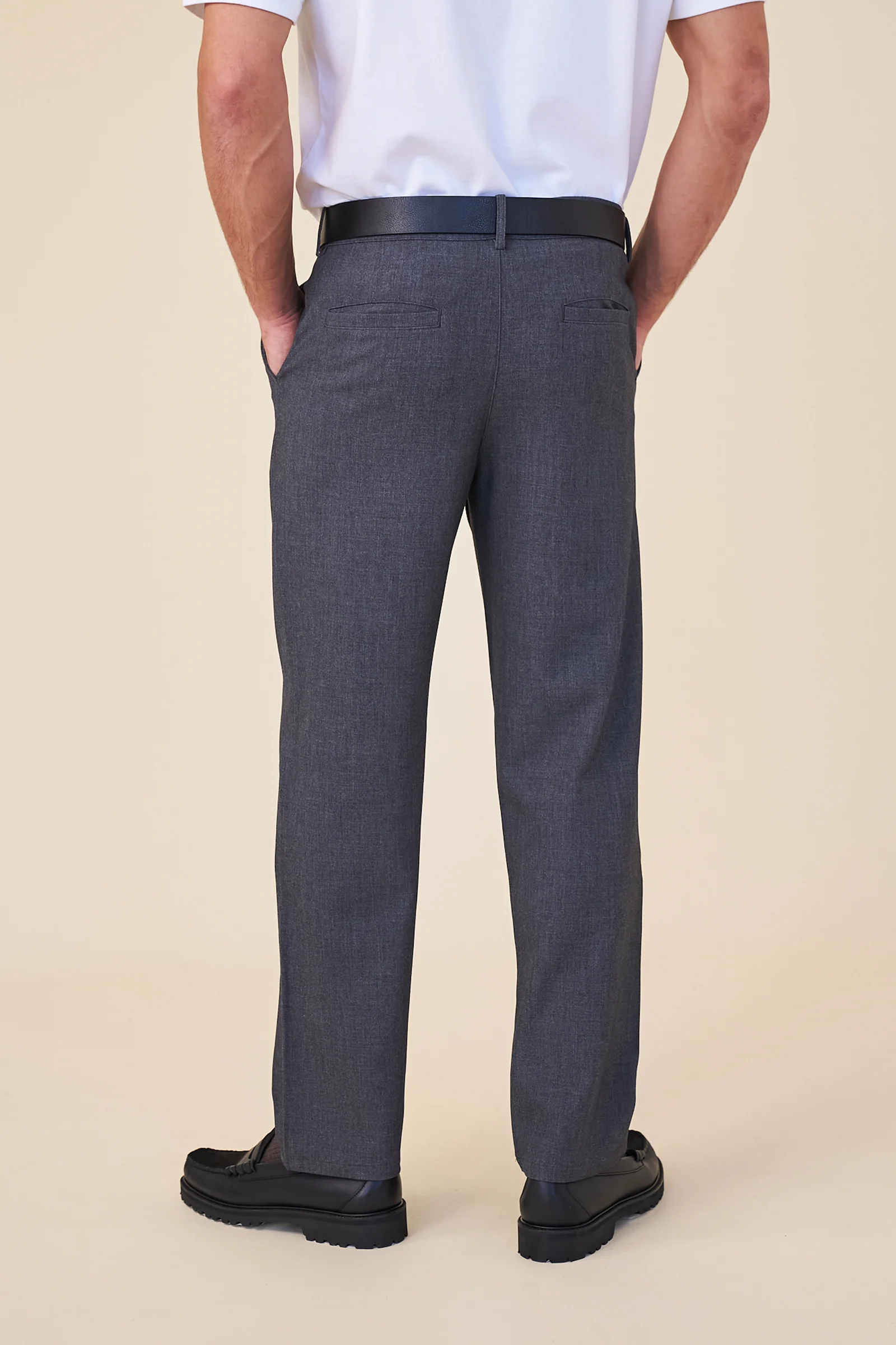 TAPERED DOUBLE PLEAT TROUSER - GREY - Image 5