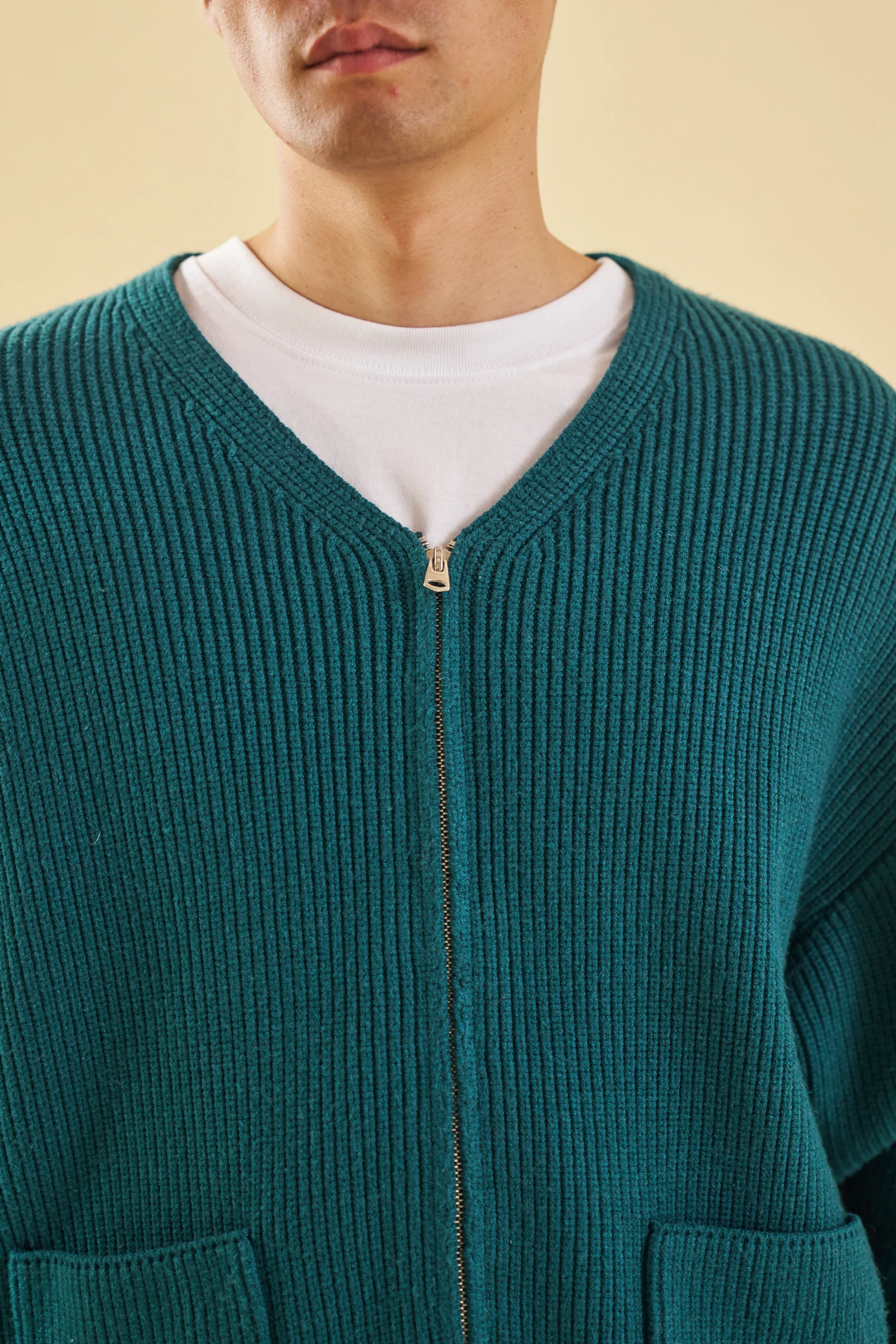 TEAL HEAVY KNITTED CARDIGAN - Image 3
