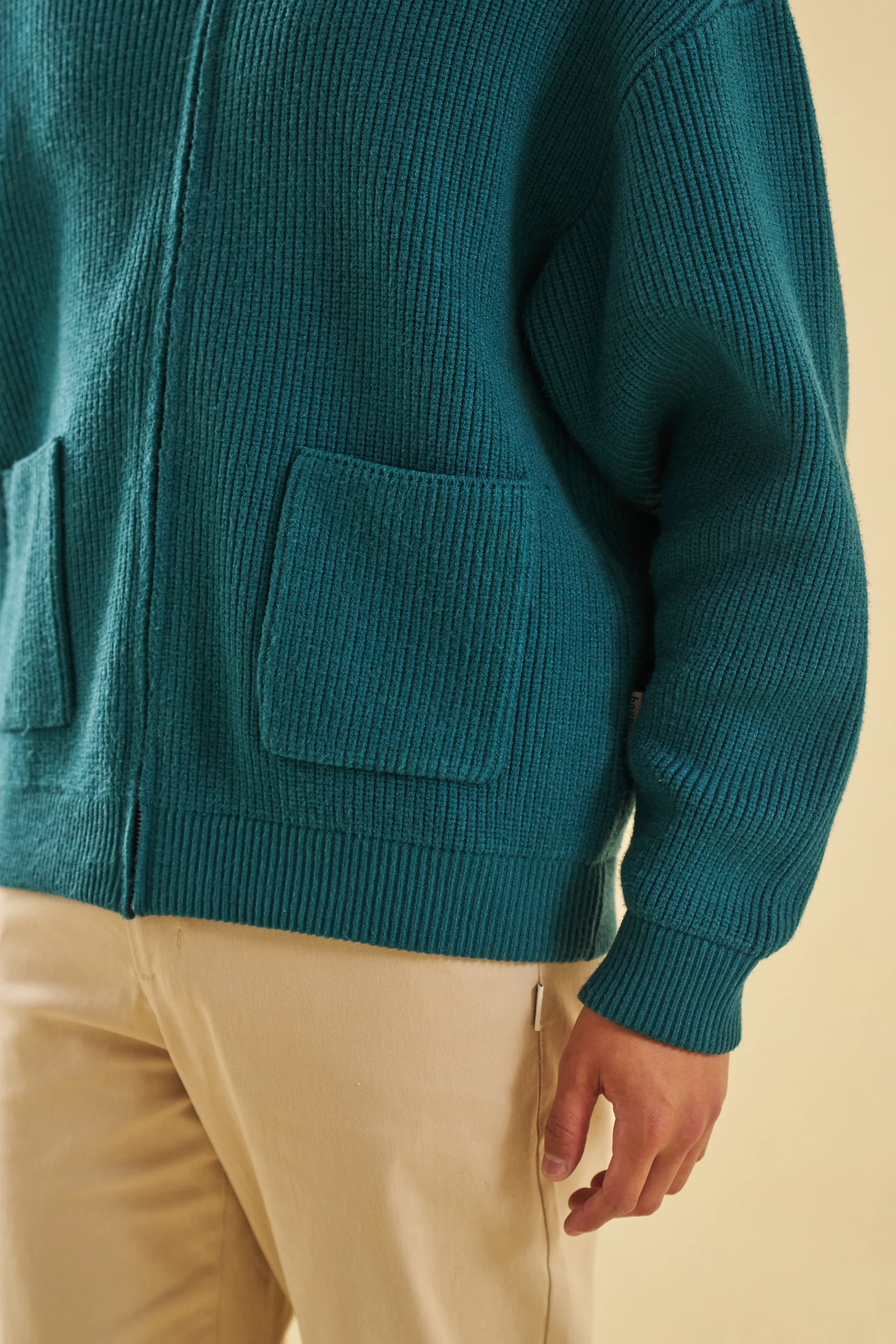 TEAL HEAVY KNITTED CARDIGAN - Image 4
