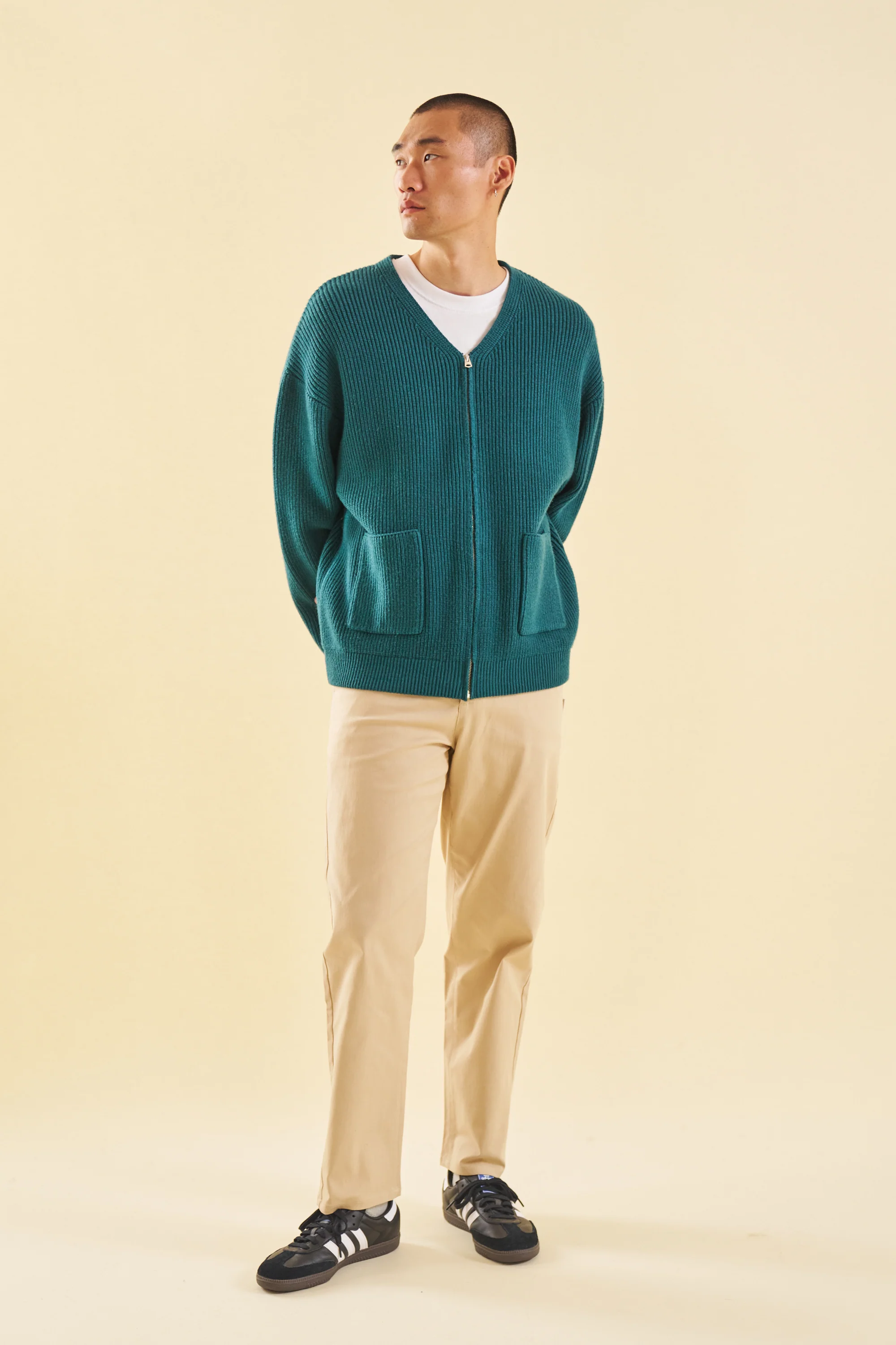 TEAL HEAVY KNITTED CARDIGAN - Image 5