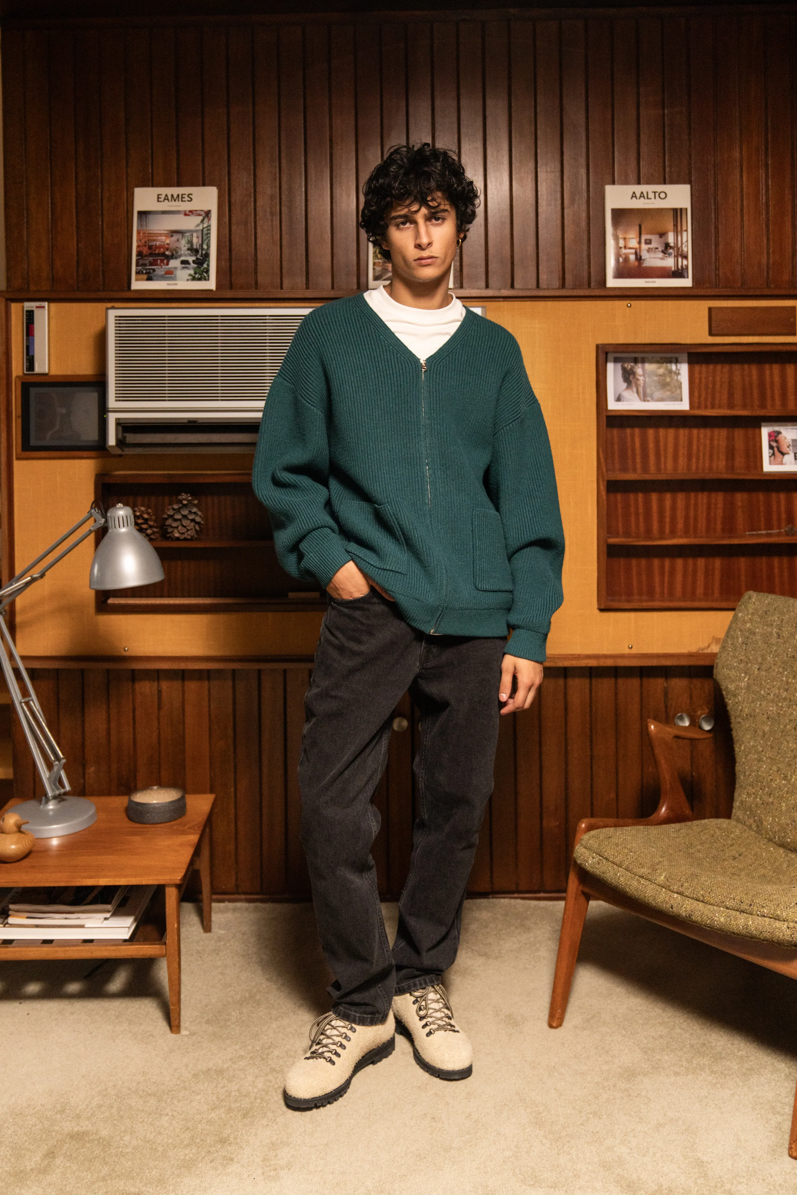 TEAL HEAVY KNITTED CARDIGAN - Image 8