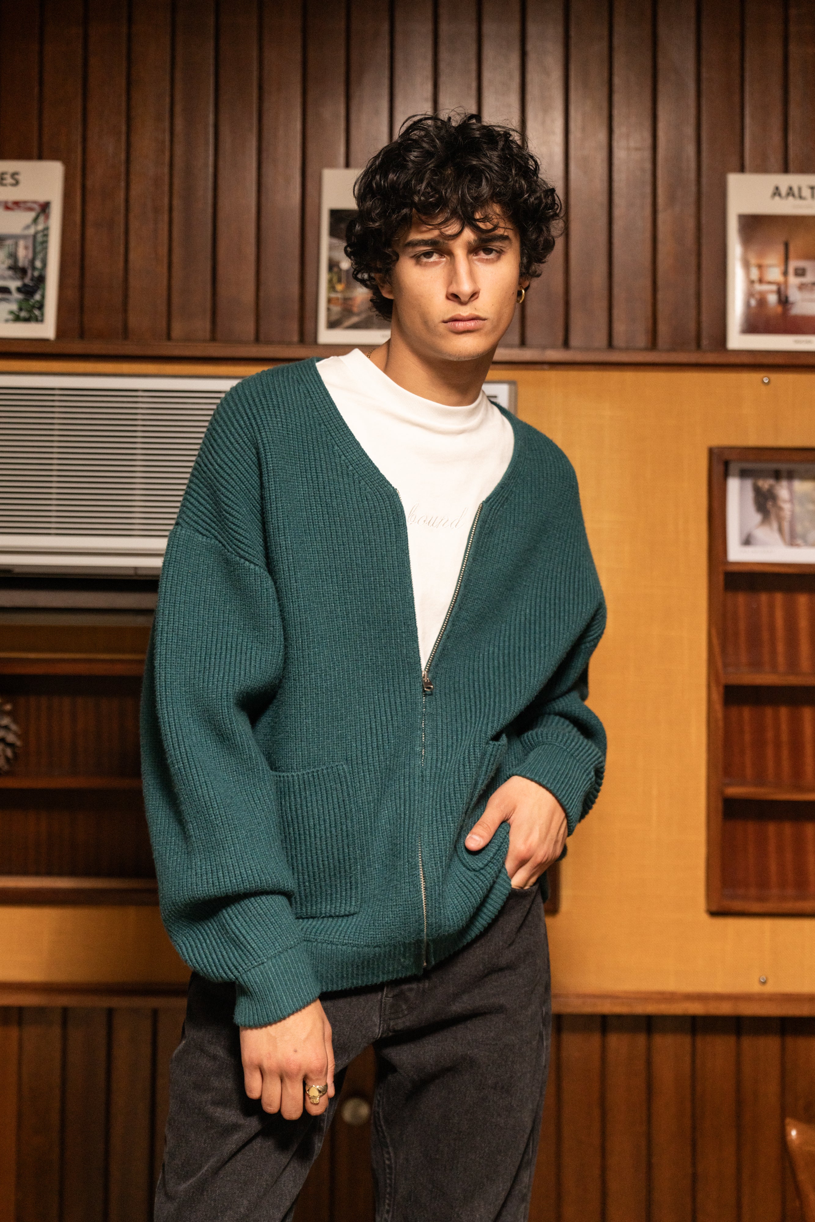 TEAL HEAVY KNITTED CARDIGAN - Image 9