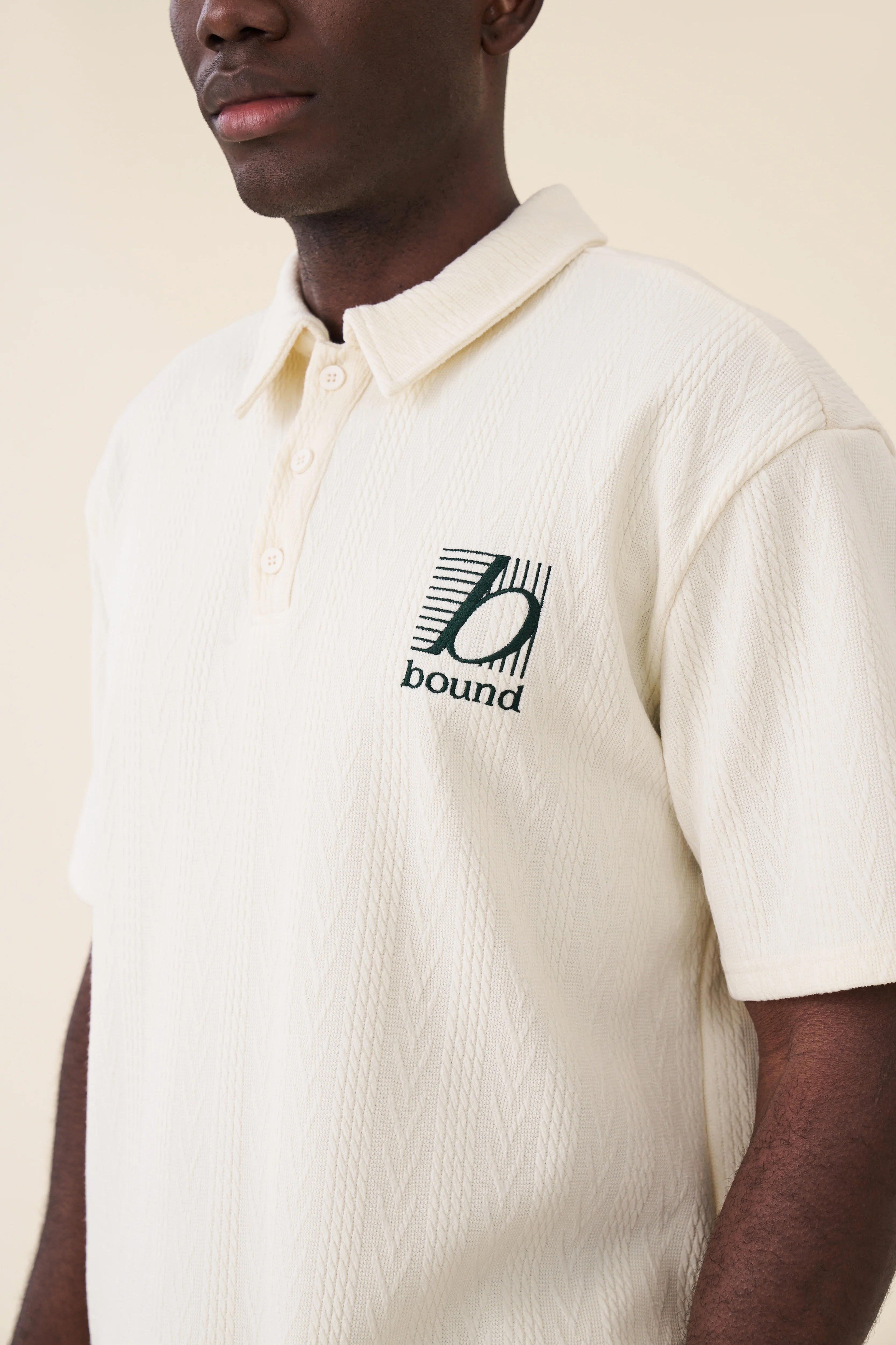TENNIS CABLE TEXTURE POLO - ECRU - Image 7