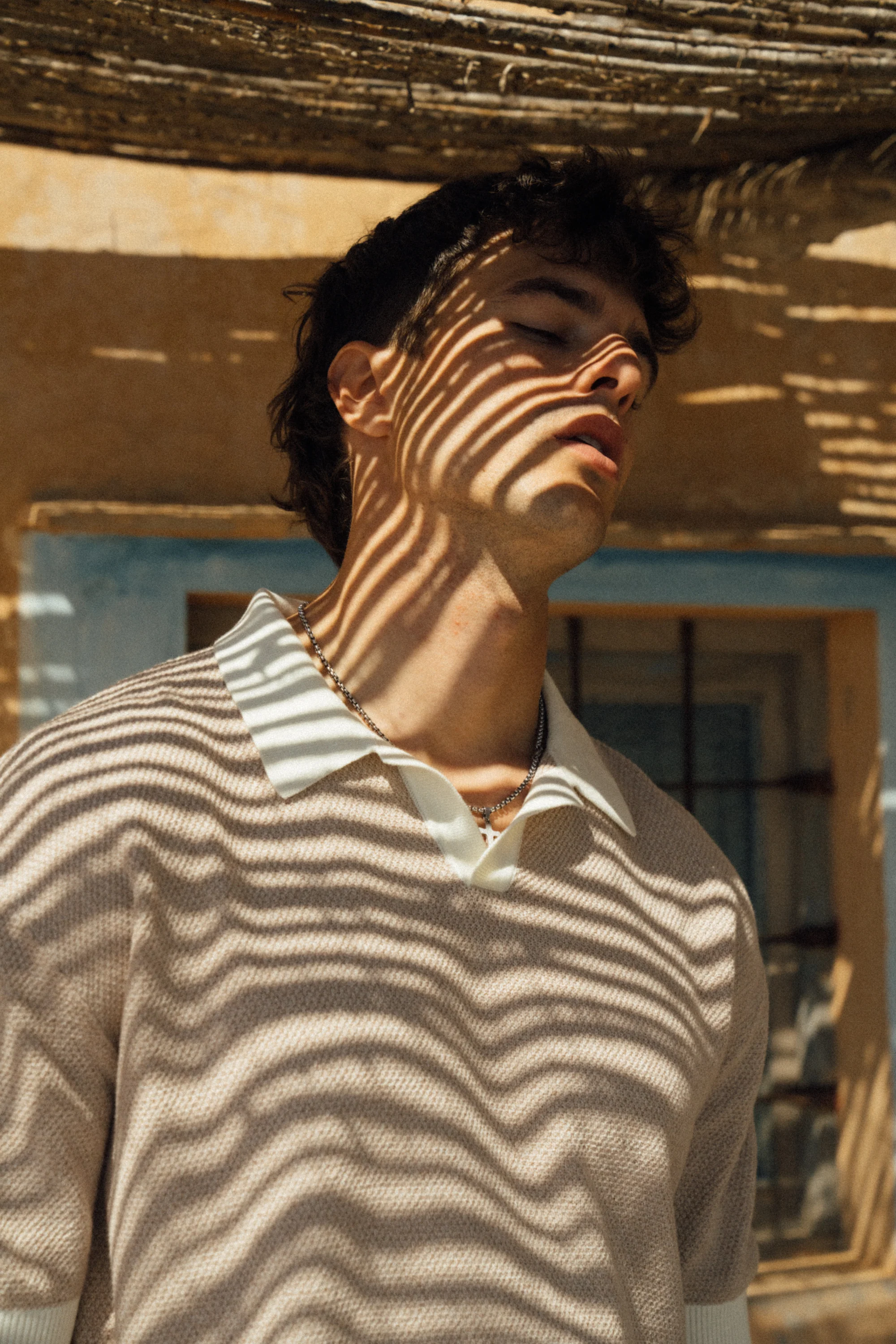 TEXTURED KNIT POLO - OATMEAL - Image 6