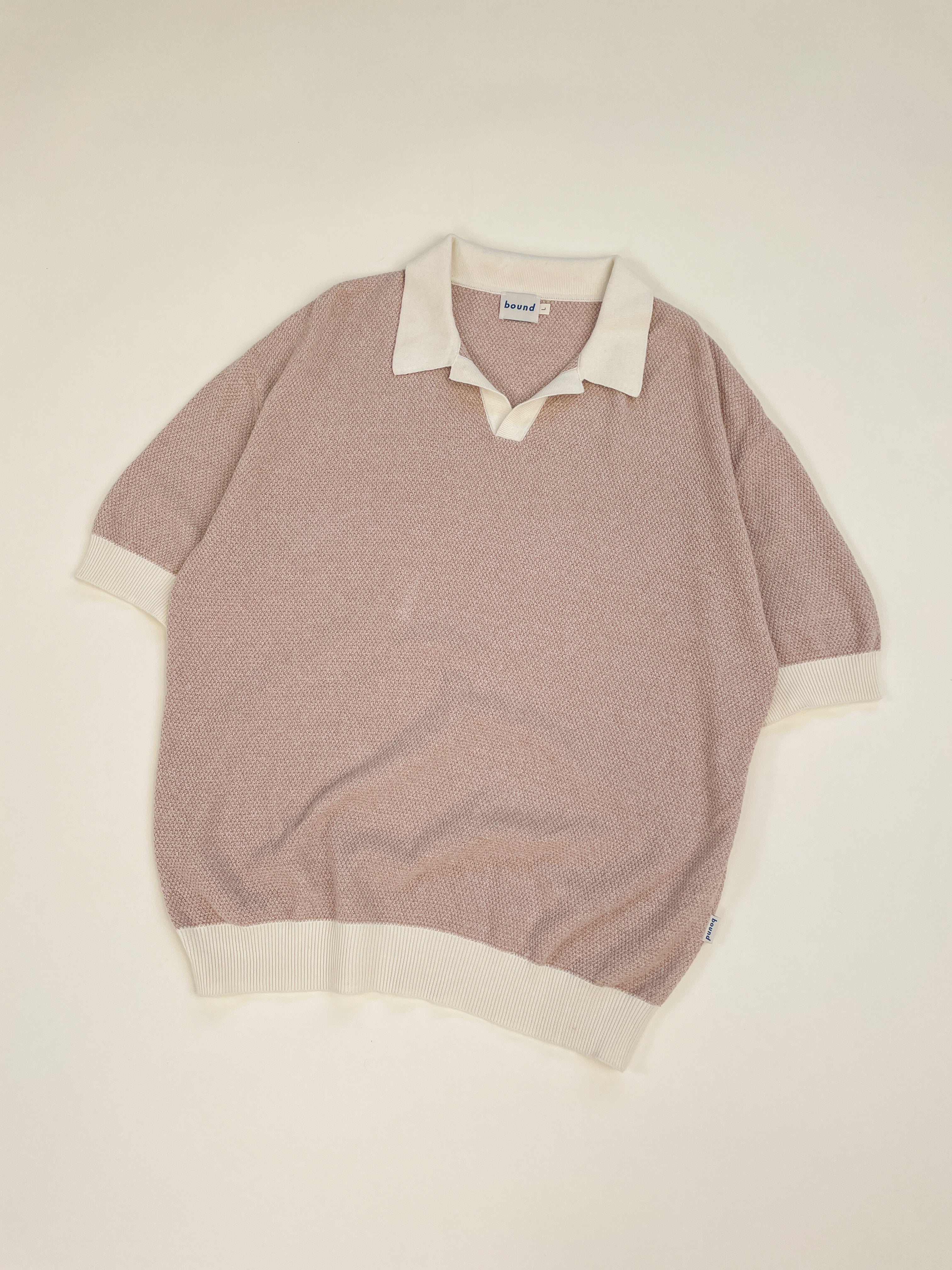 TEXTURED KNIT POLO - OATMEAL - Image 8