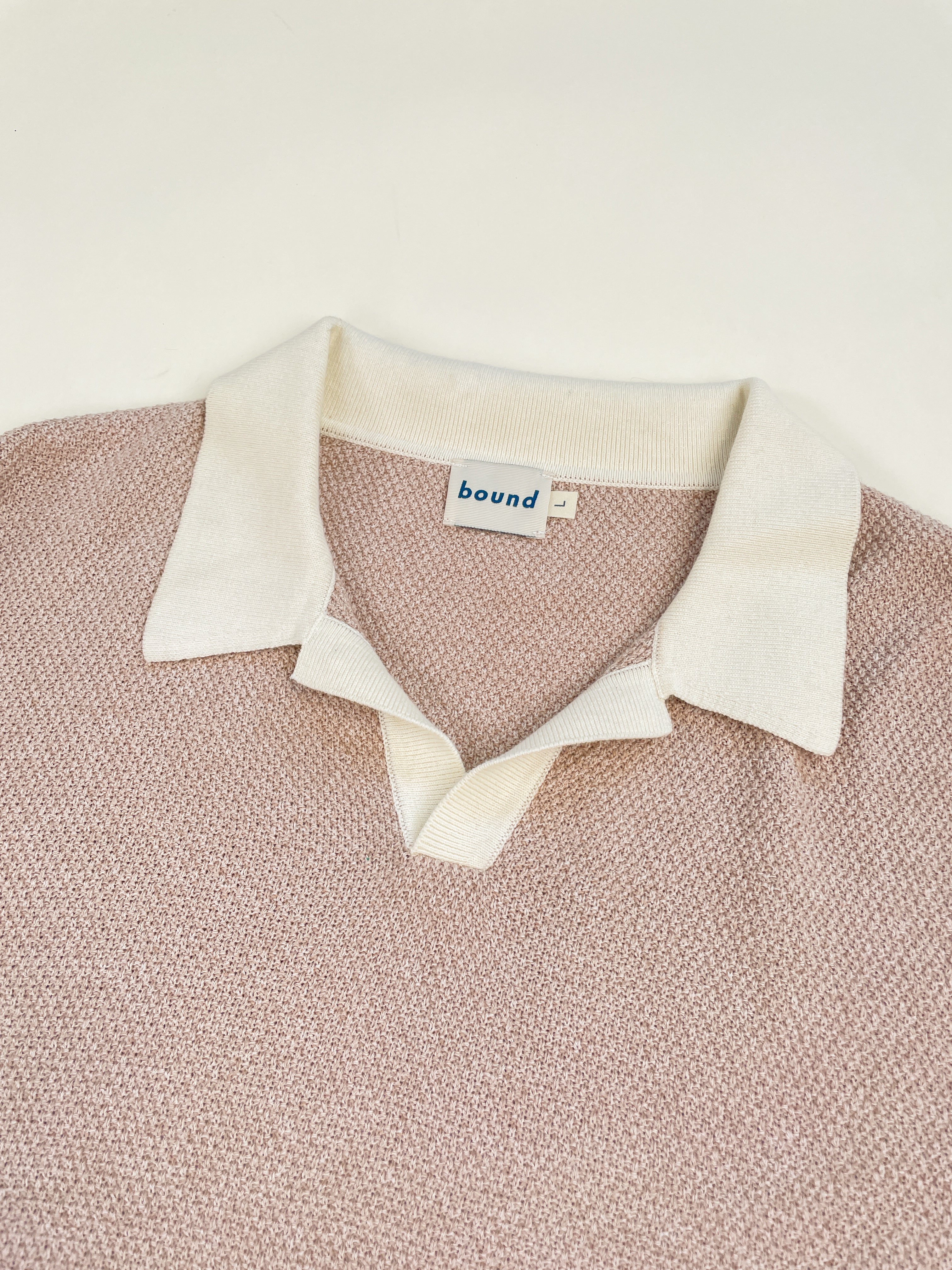 TEXTURED KNIT POLO - OATMEAL - Image 9