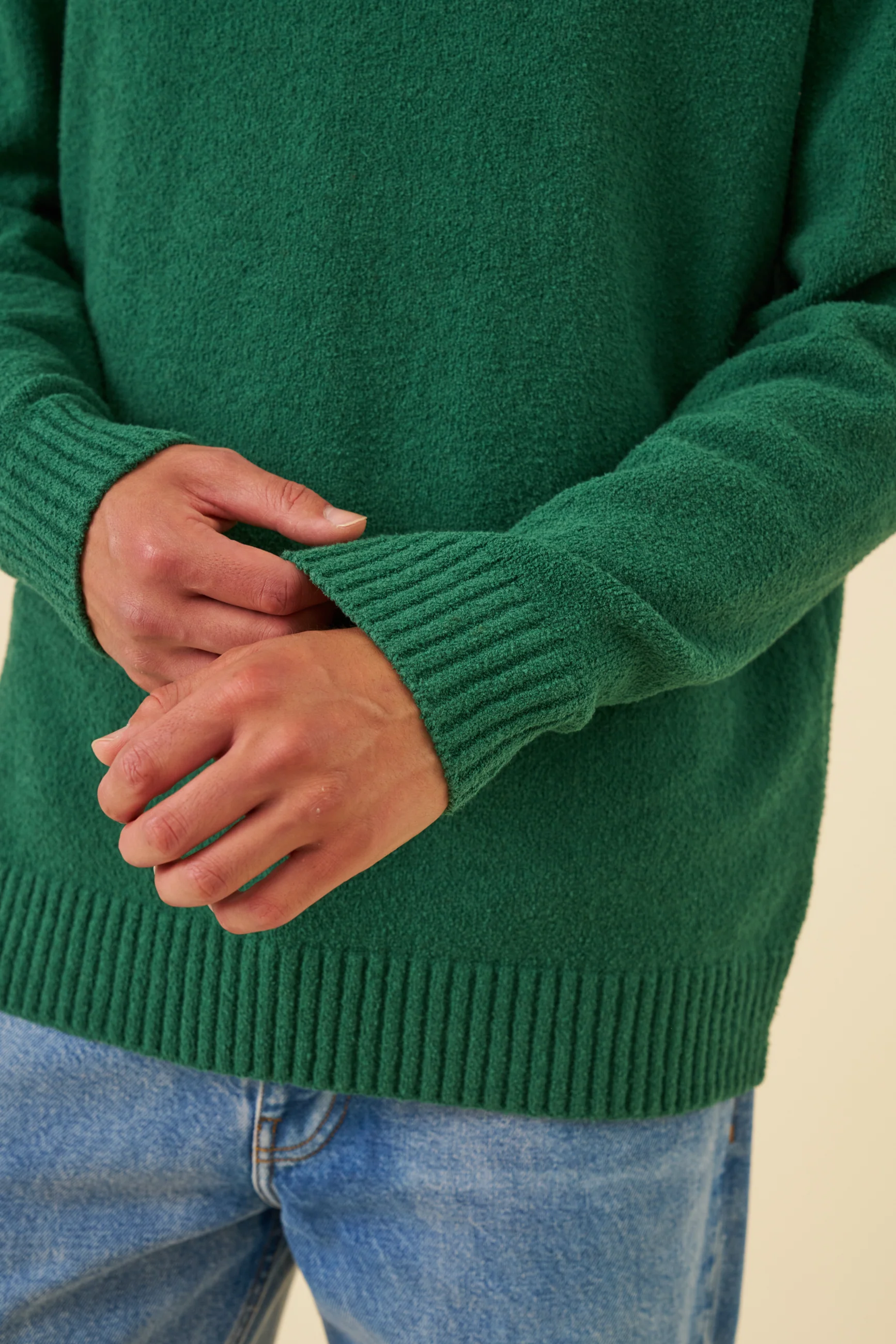 TEXTURED POLO SWEATER - HUNTER GREEN - Image 6