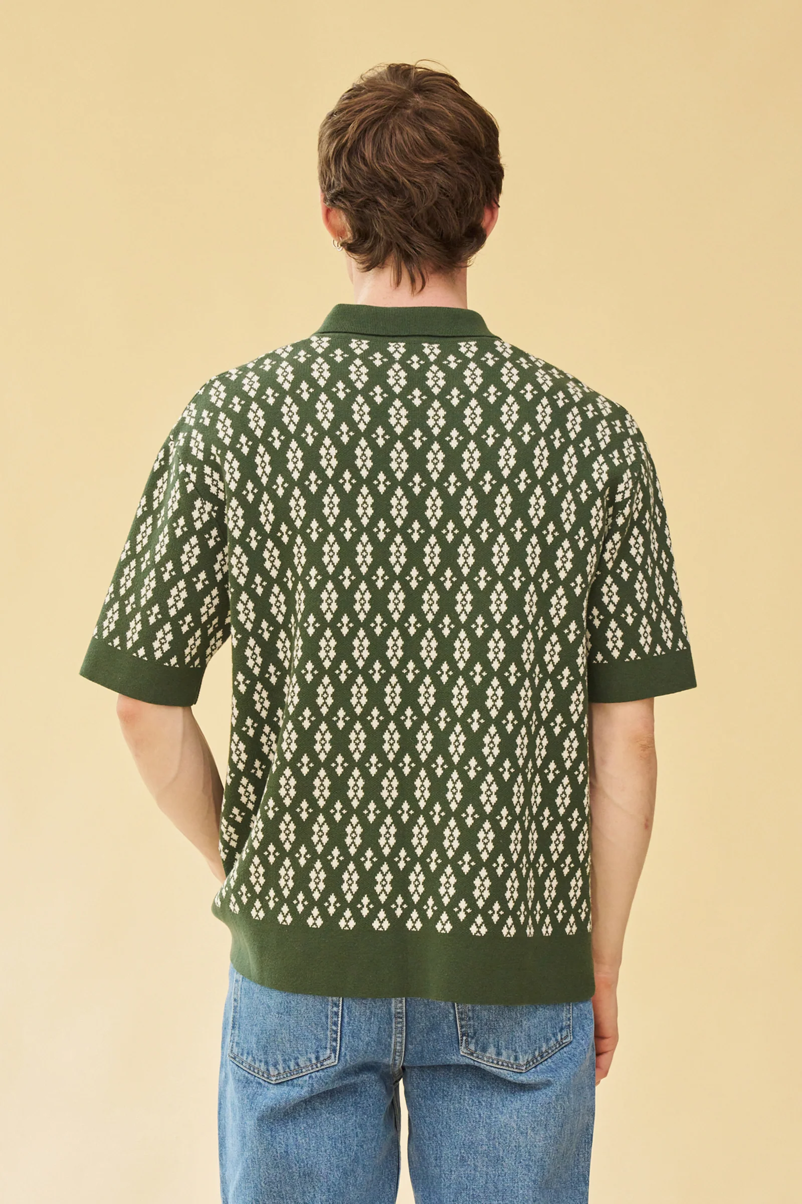 THEODORE 1/4 ZIP HEAVY KNIT POLO - GREEN - Image 4