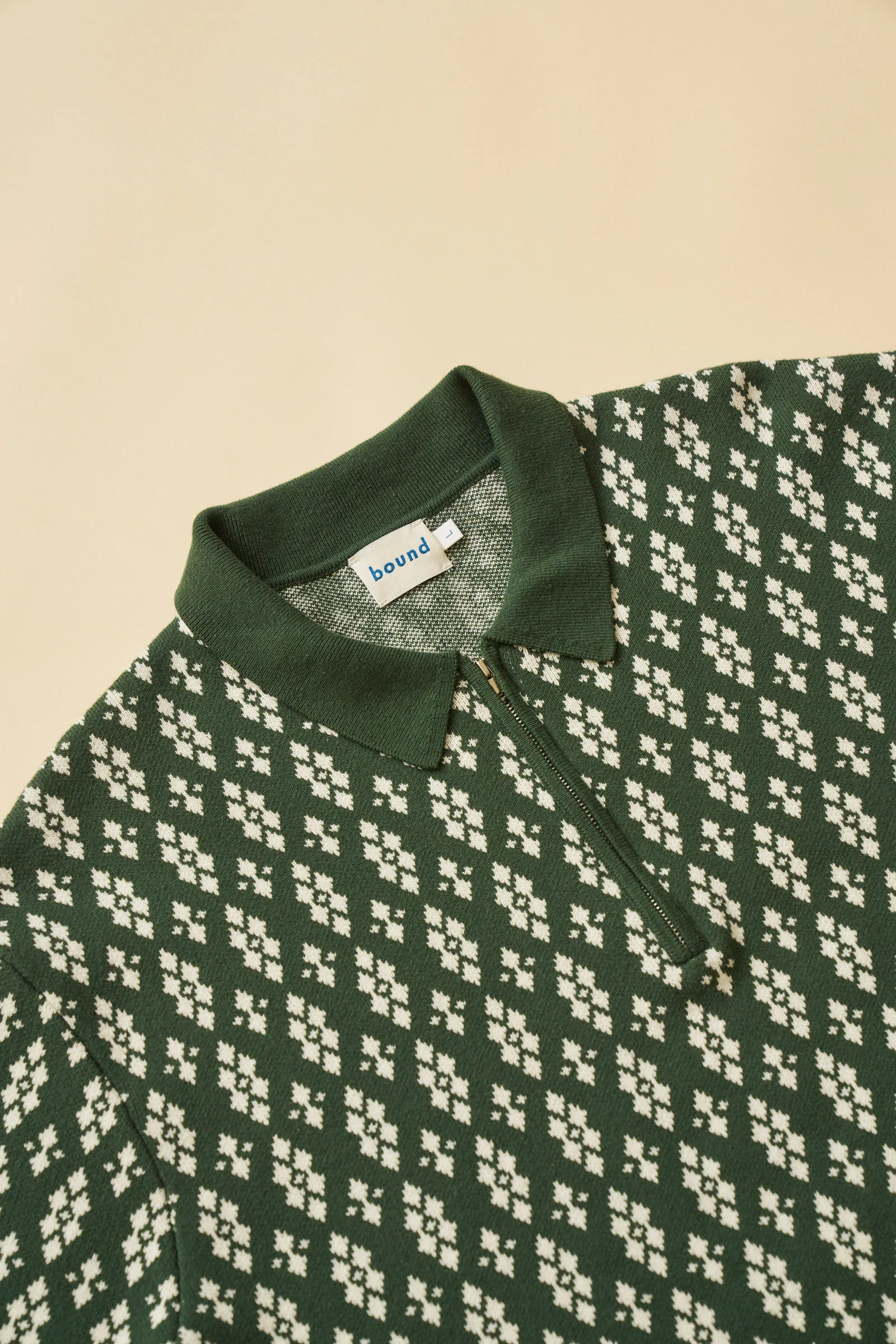 THEODORE 1/4 ZIP HEAVY KNIT POLO - GREEN - Image 6
