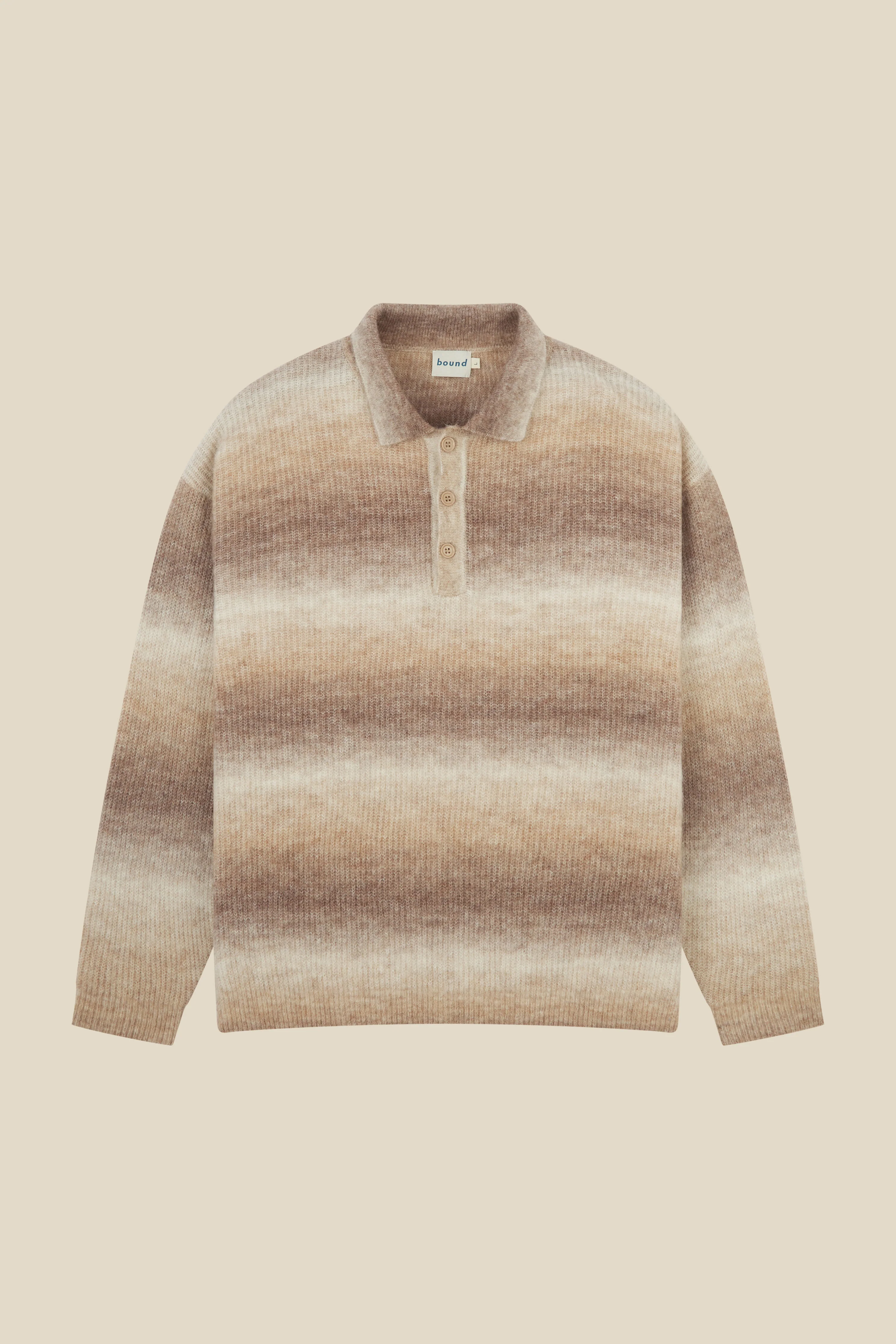TOFFEE GRADIENT ALPACA KNIT LONGSLEEVE POLO - Image 10
