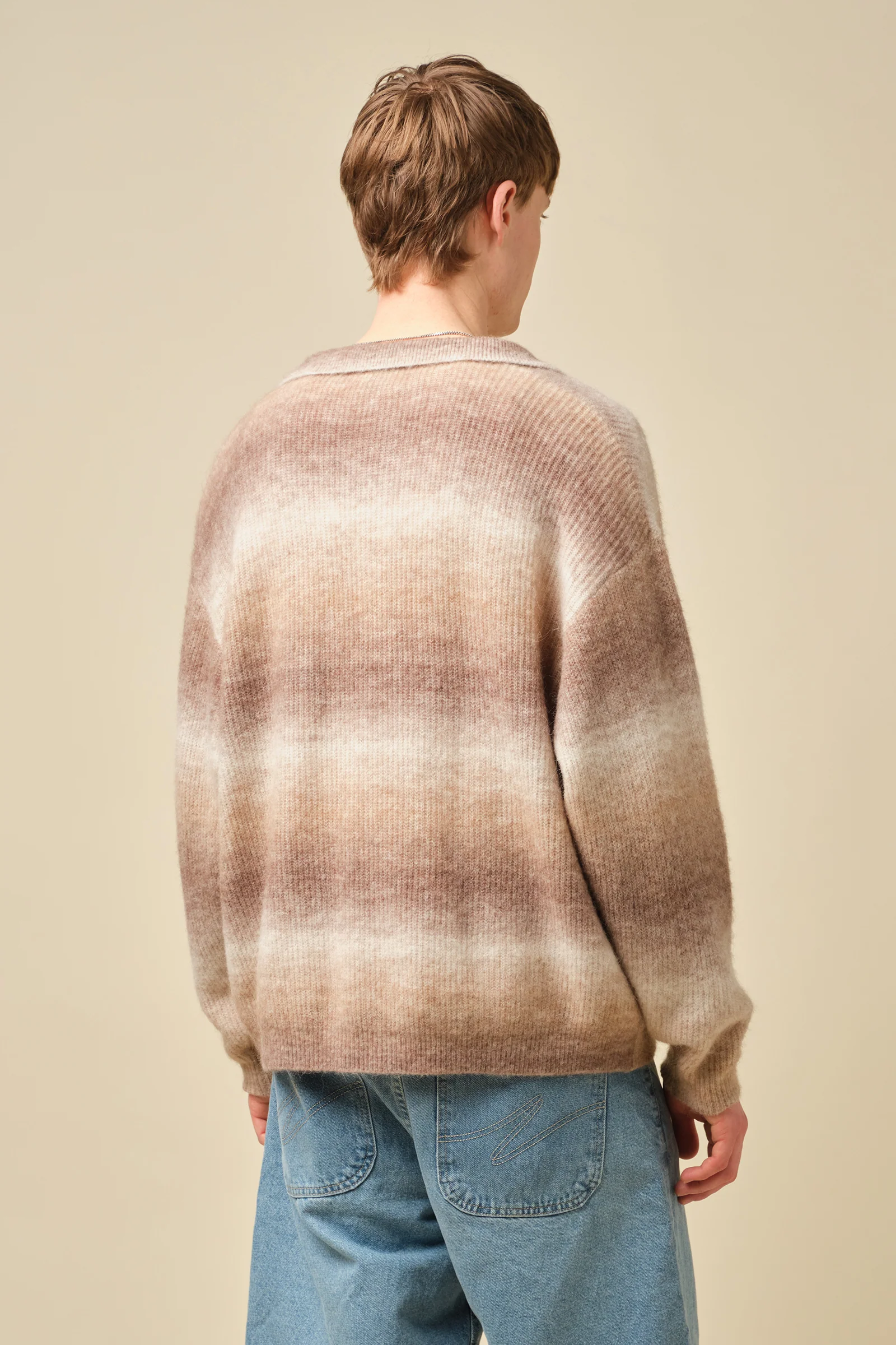 TOFFEE GRADIENT ALPACA KNIT LONGSLEEVE POLO - Image 5