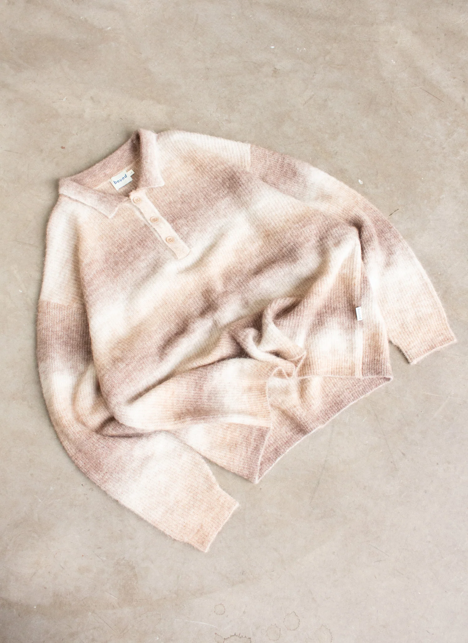 TOFFEE GRADIENT ALPACA KNIT LONGSLEEVE POLO - Image 8