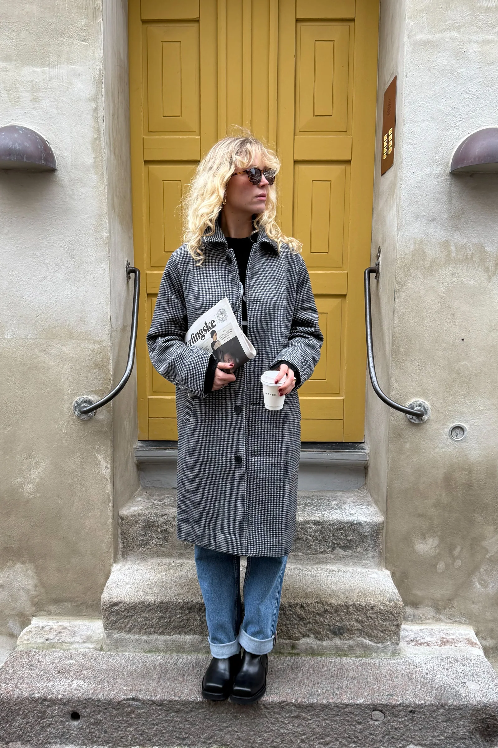 TRIBECA DOGTOOTH WOOL COAT - CHARC BLACK - Image 3